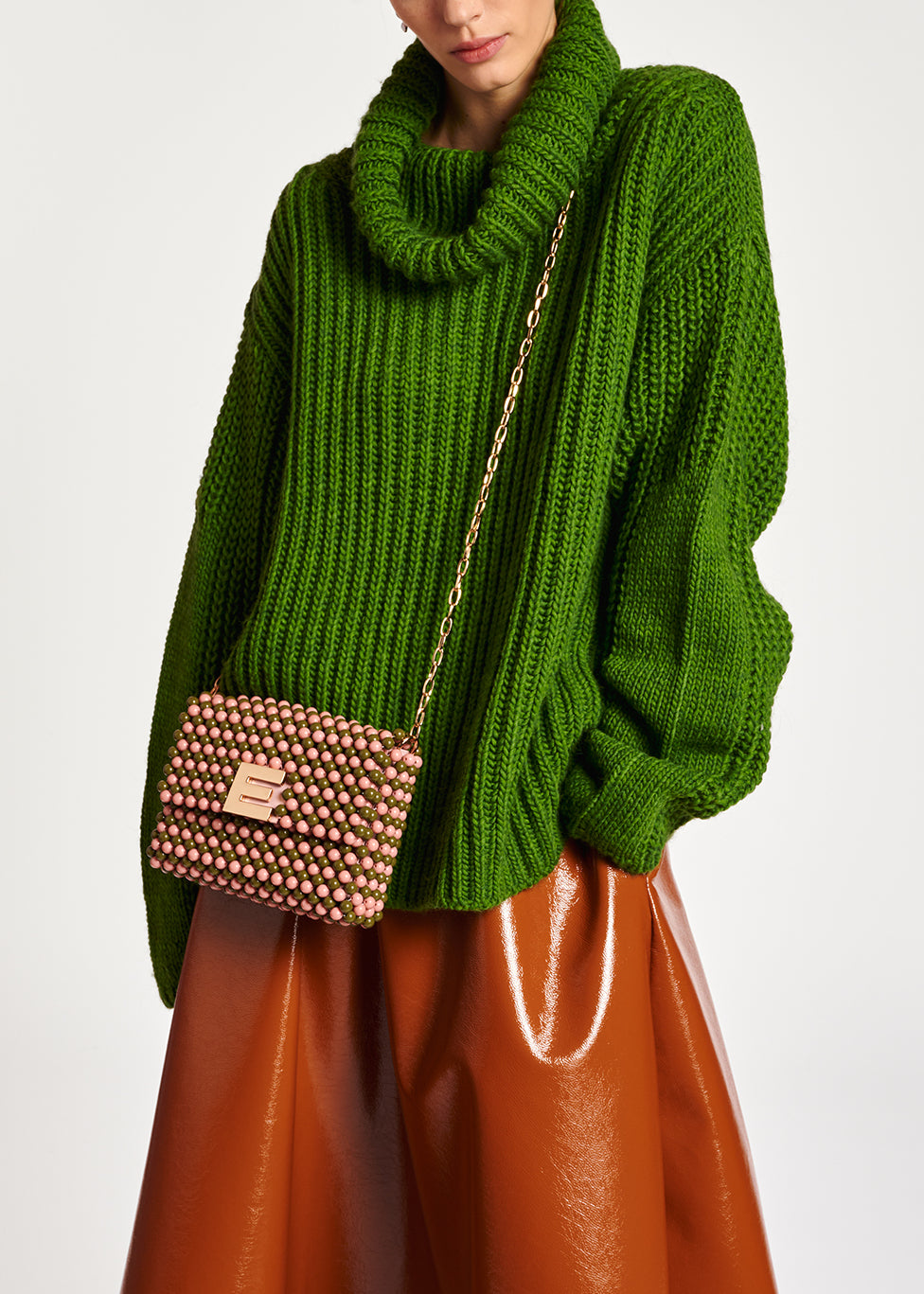 Green chunky ribbed turtleneck sweater RE—SSENTIEL | Essentiel second hand