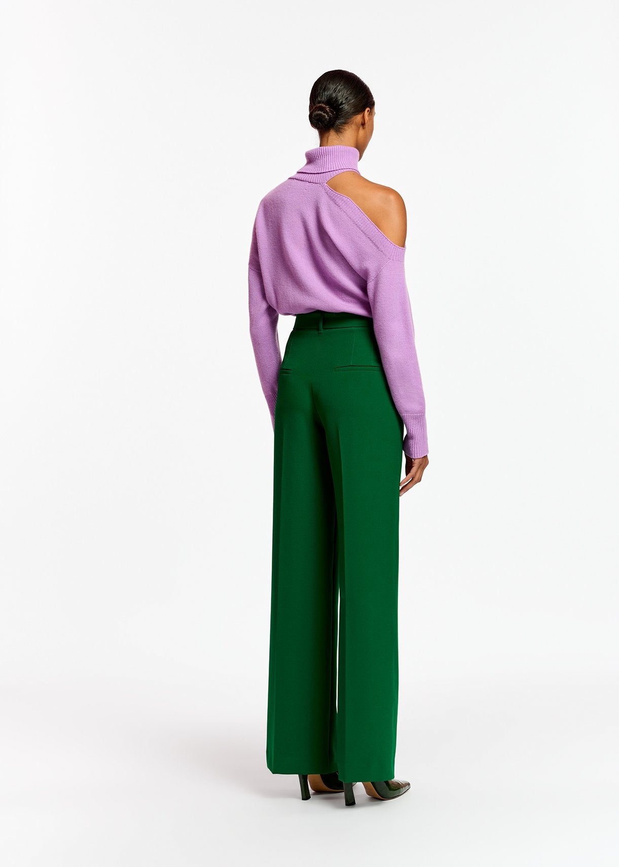 Dark green belted straight-leg pants RE—SSENTIEL | Essentiel second hand