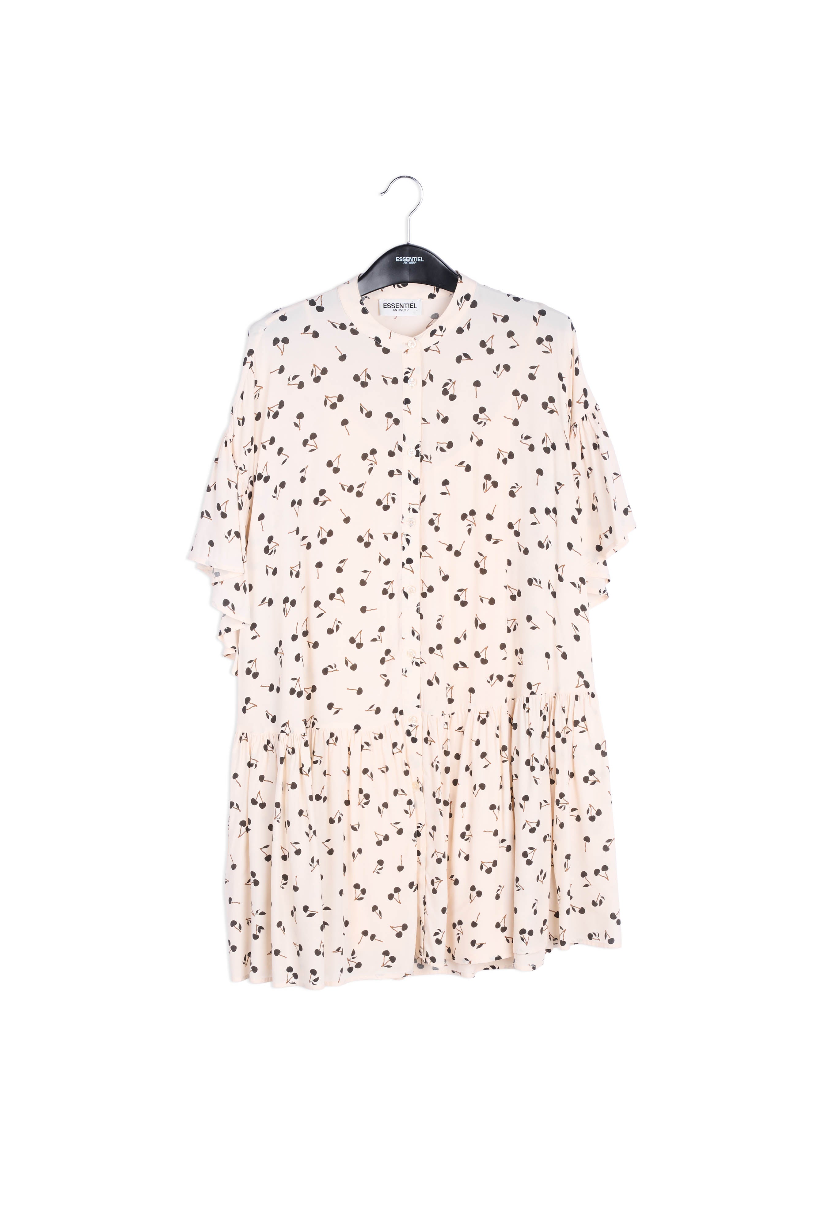 Off-white mini dress with cherry print RE—SSENTIEL | Essentiel second hand