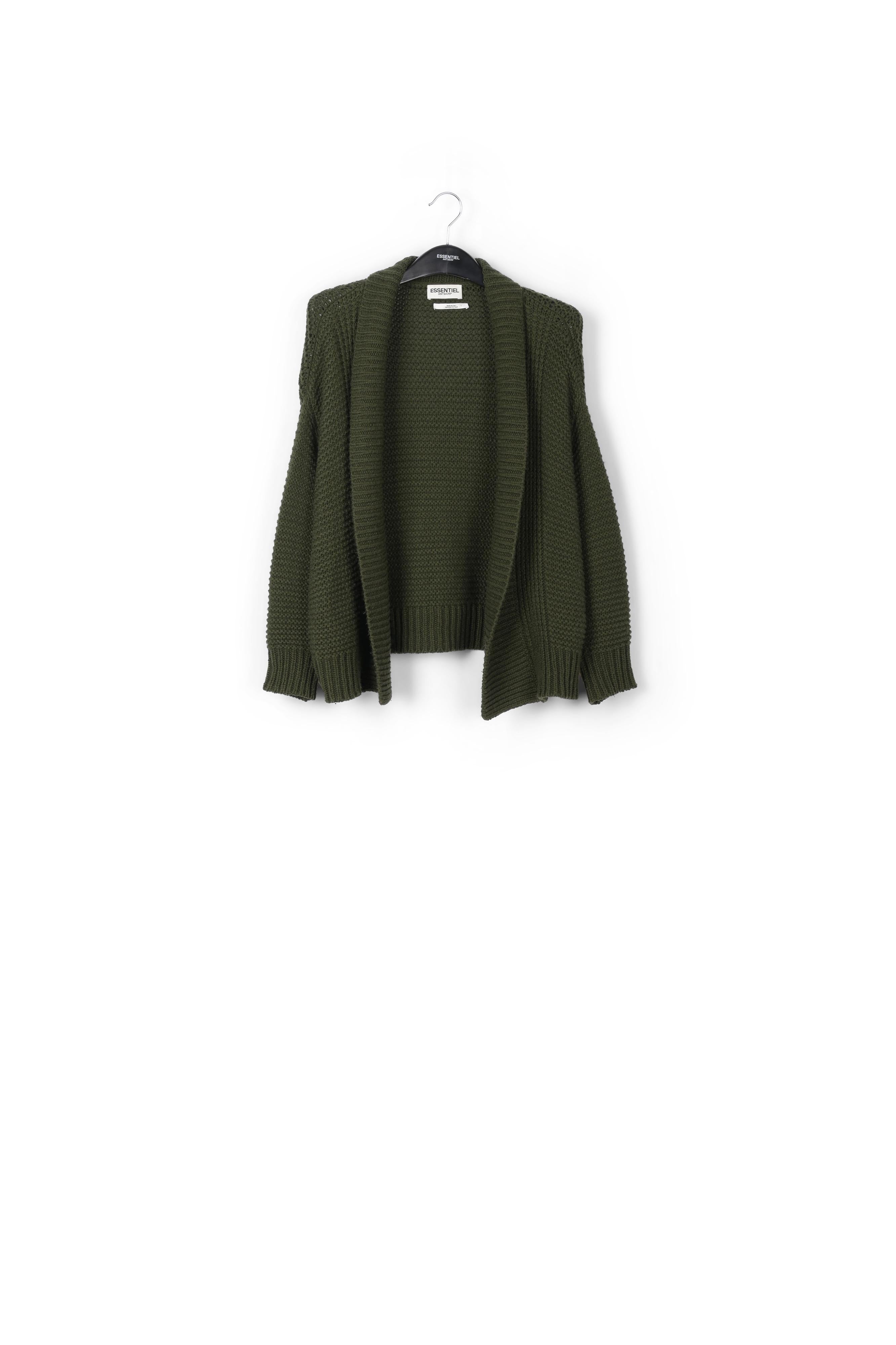 Pine green big sleeves knit cardigan RE—SSENTIEL | Essentiel second hand