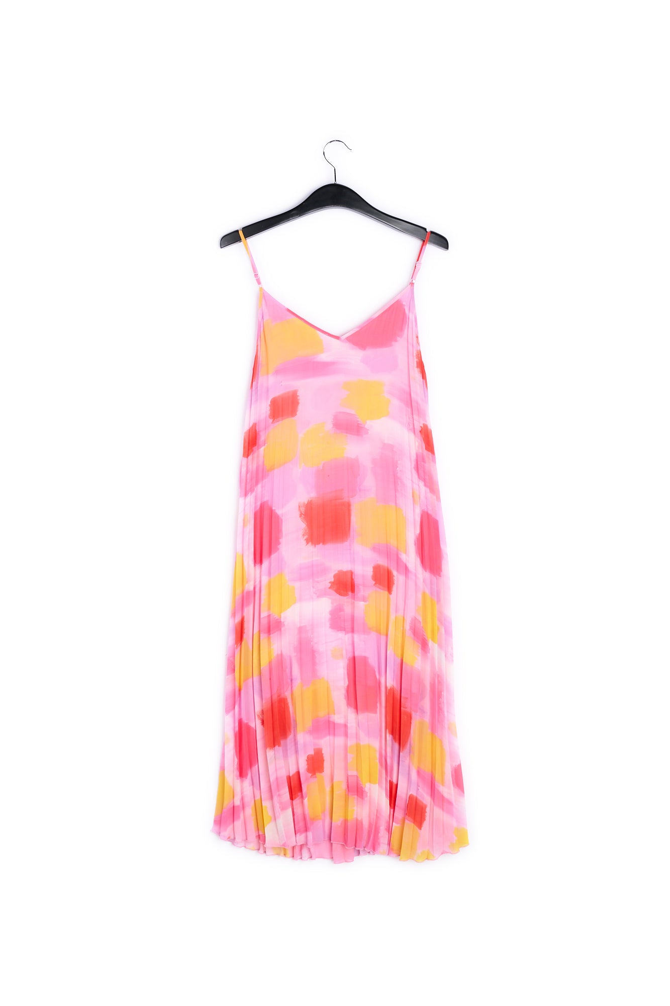 Pink and yellow plissé midi-length dress RE—SSENTIEL | Essentiel second hand