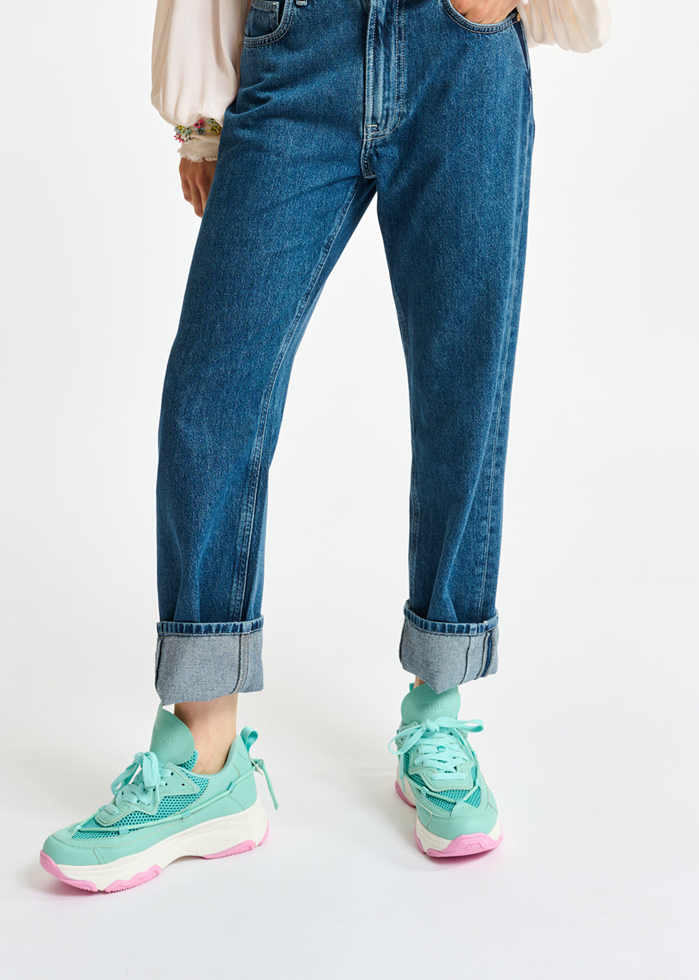 Cropped high-rise blue jeans RE—SSENTIEL | Essentiel second hand