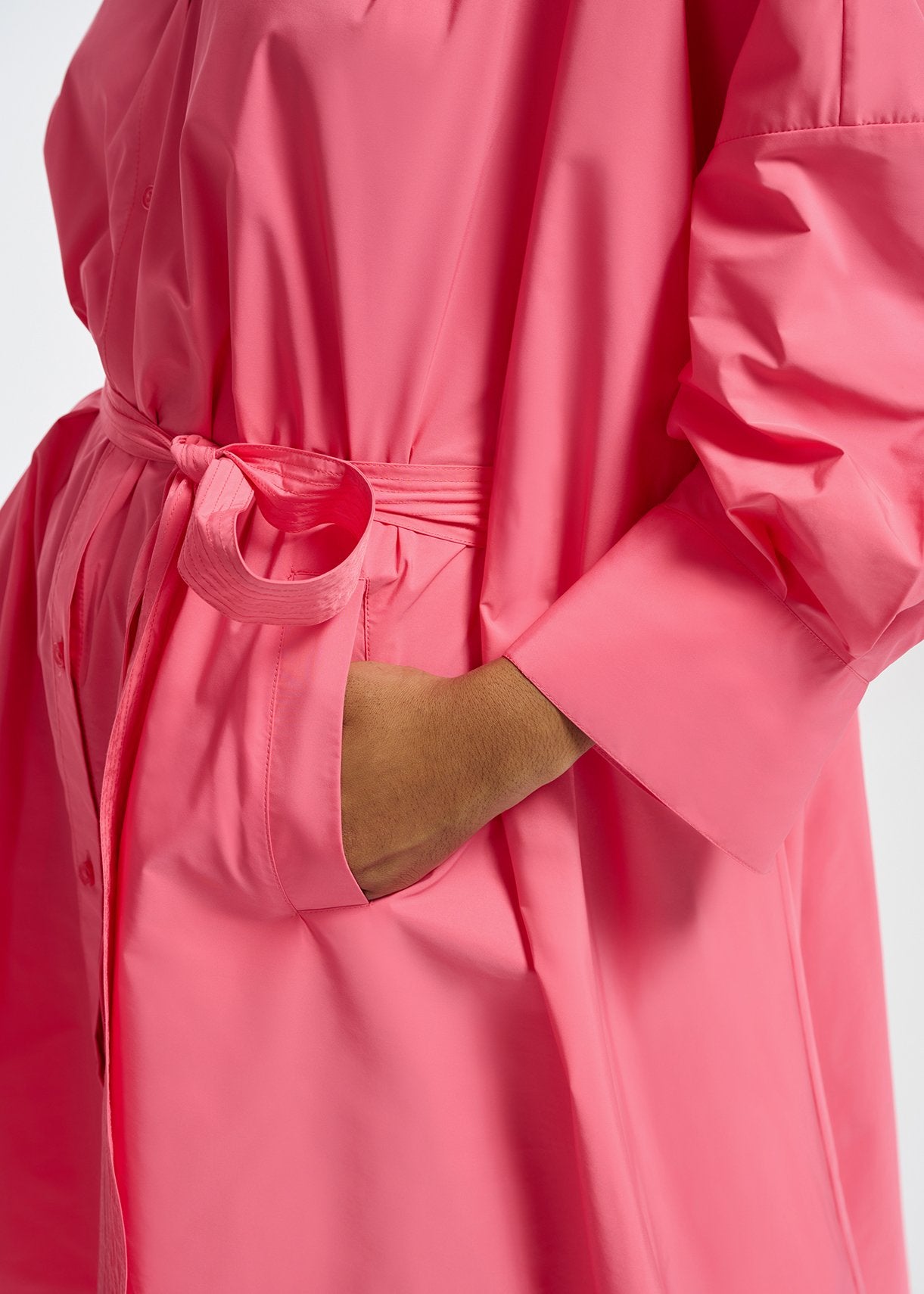 Pink knee-length oversized shirt dress RE—SSENTIEL | Essentiel second hand