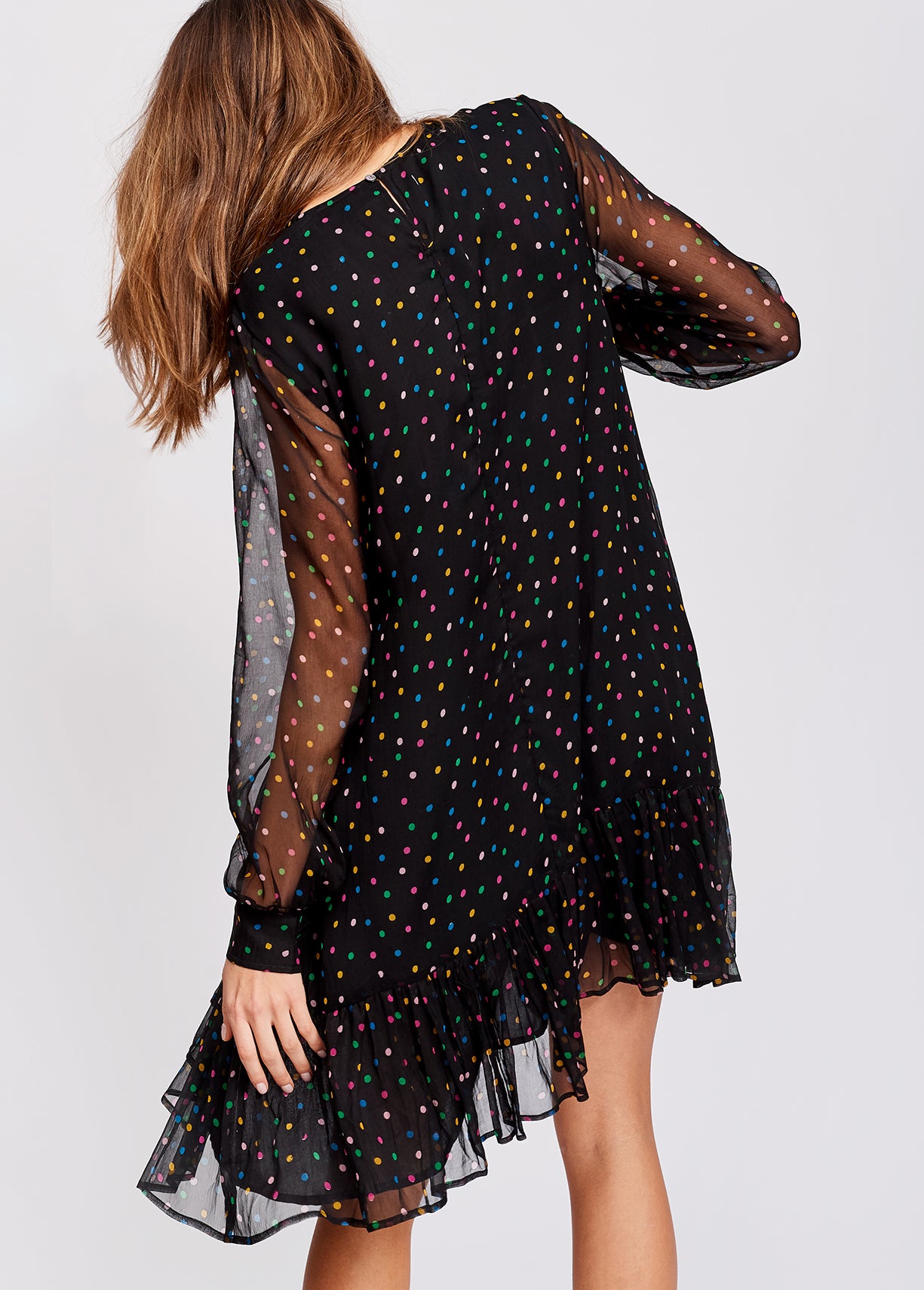 Robe noire à pois avec volant RE—SSENTIEL | Essentiel second hand
