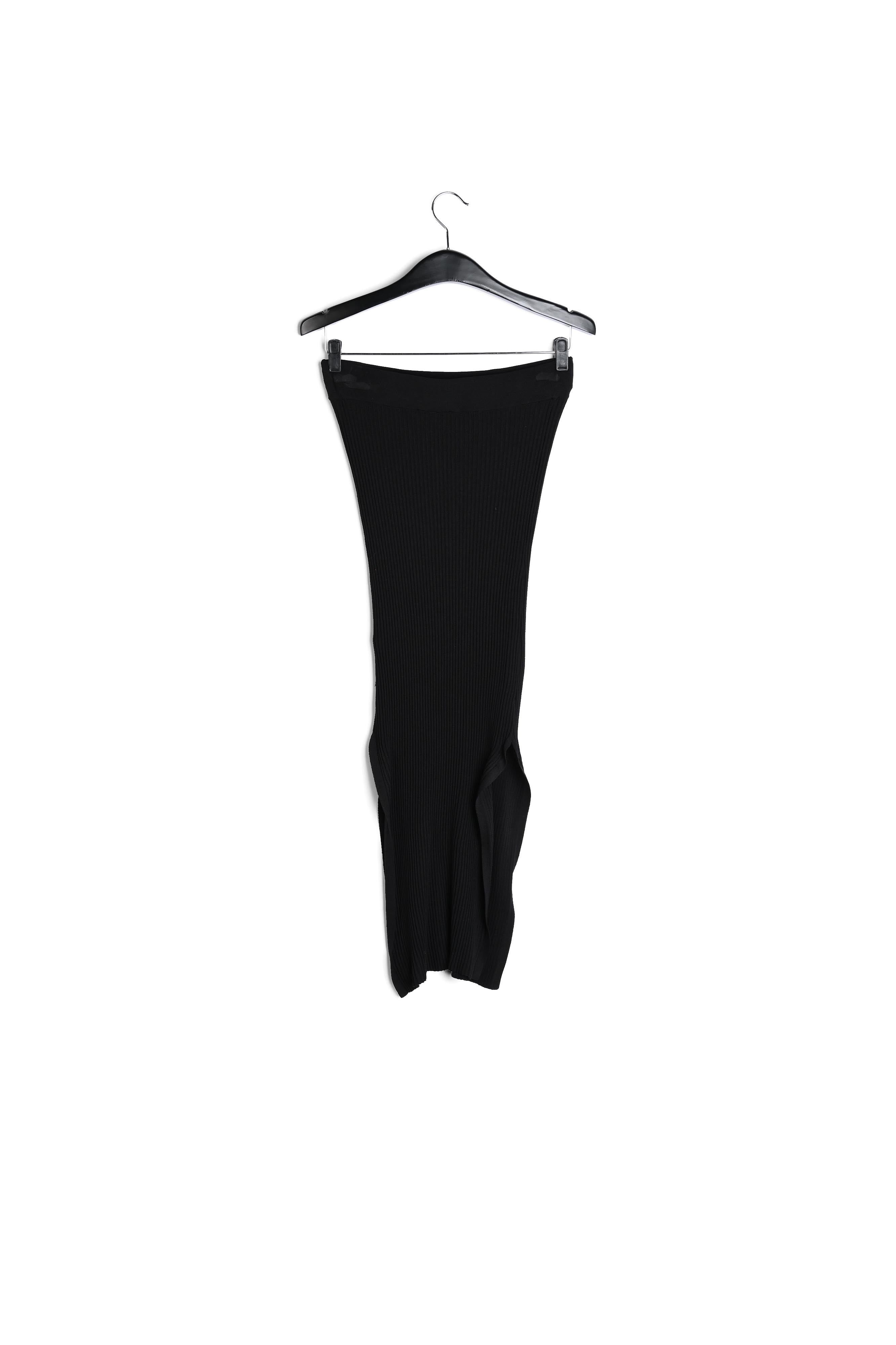 Jupe midi noire en côtes avec fente RE—SSENTIEL | Essentiel second hand