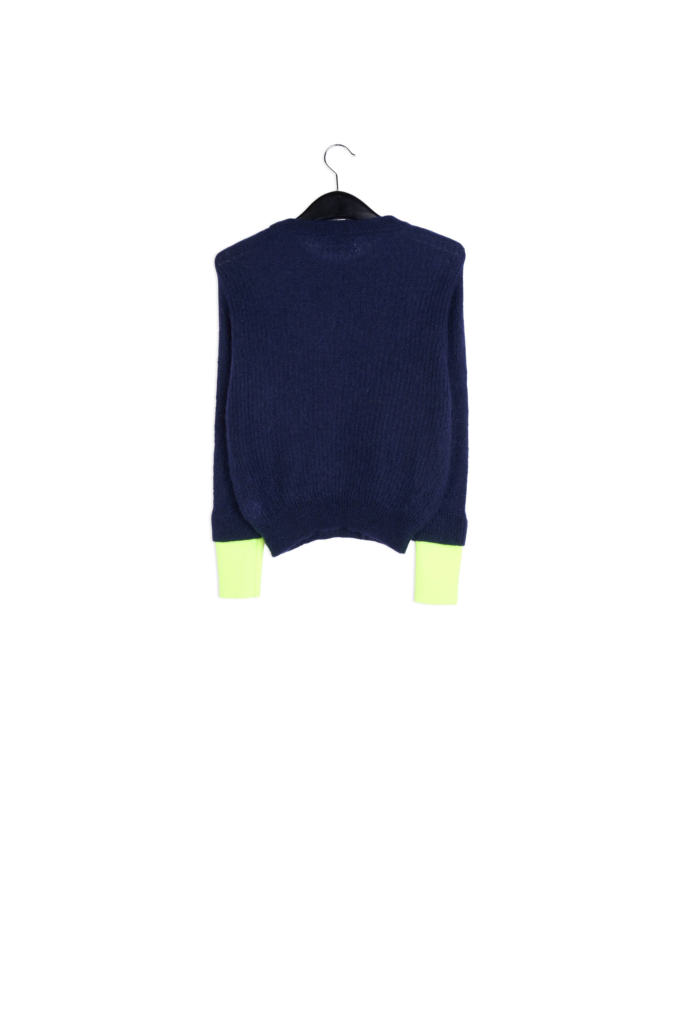 Dark blue mohair-blend sweater with neon cuffs RE—SSENTIEL | Essentiel second hand