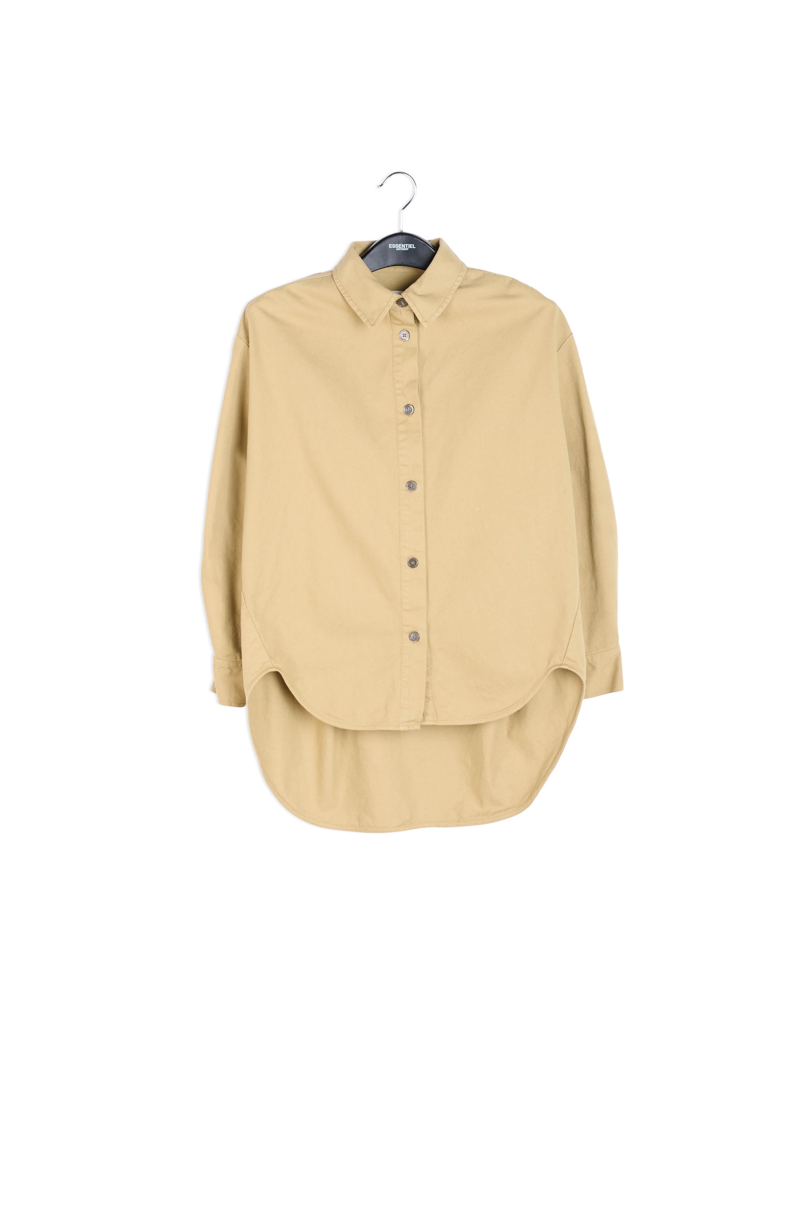 Khaki cotton shirt with bead embroidery RE—SSENTIEL | Essentiel second hand