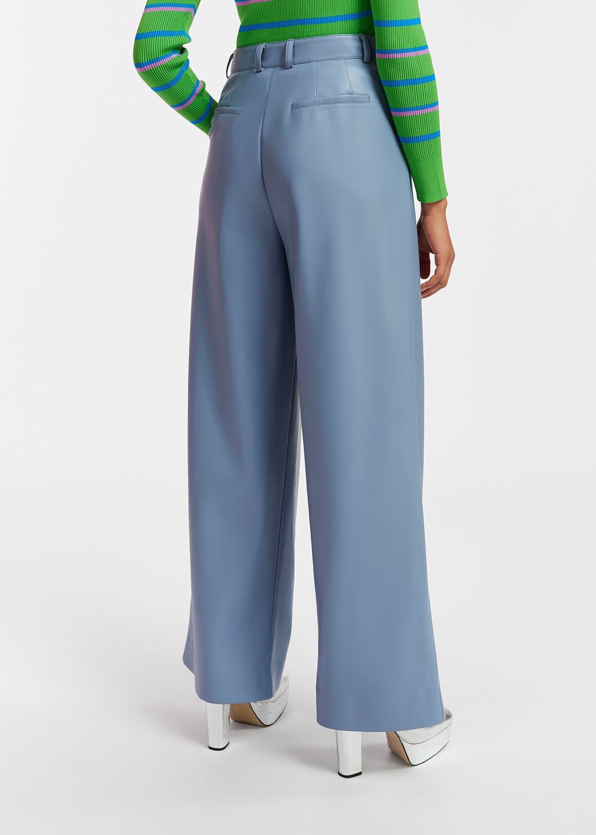 Powder blue faux leather pants RE—SSENTIEL | Essentiel second hand