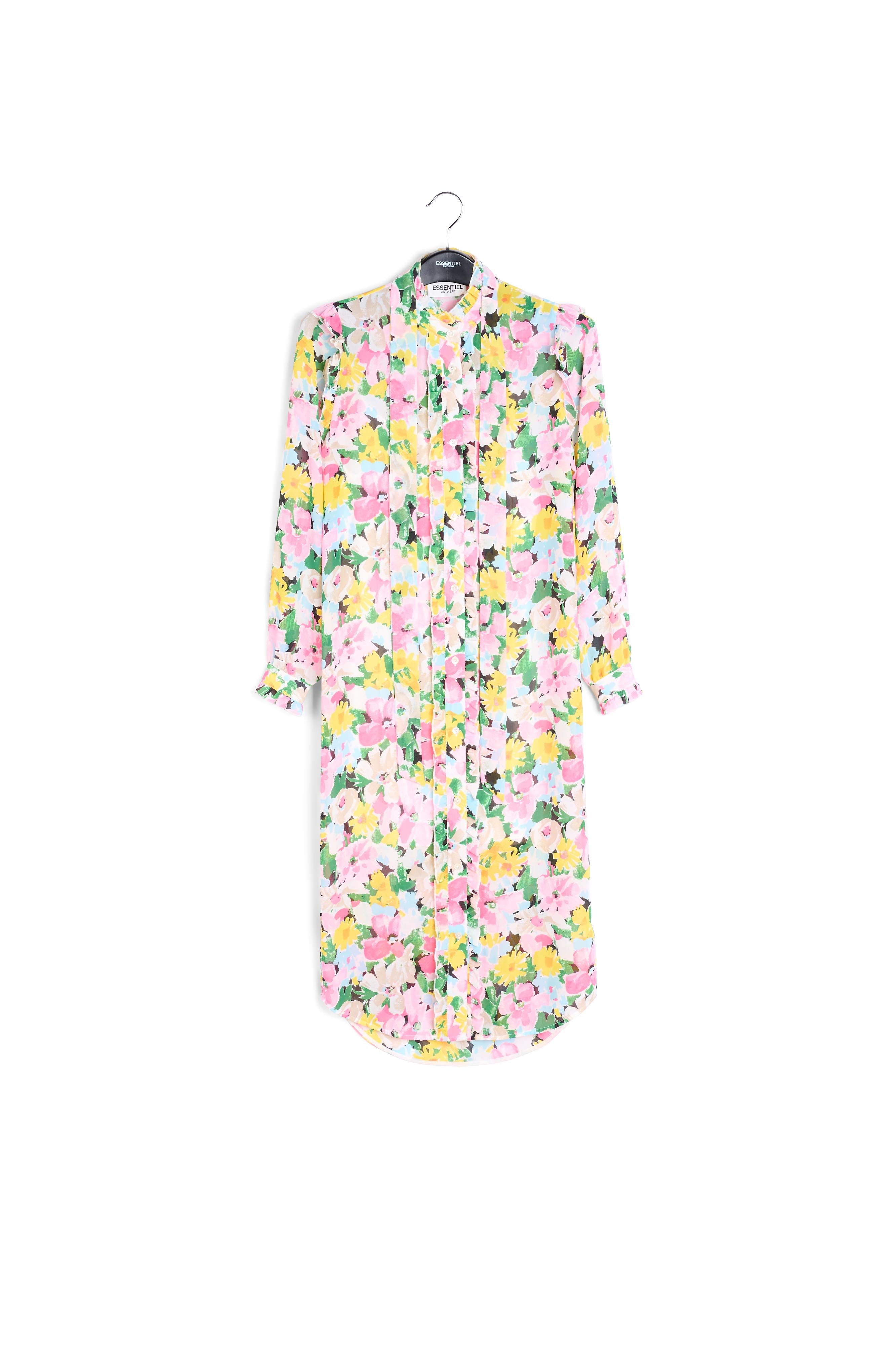 Colorful floral ruffle-detailed shirt dress RE—SSENTIEL | Essentiel second hand