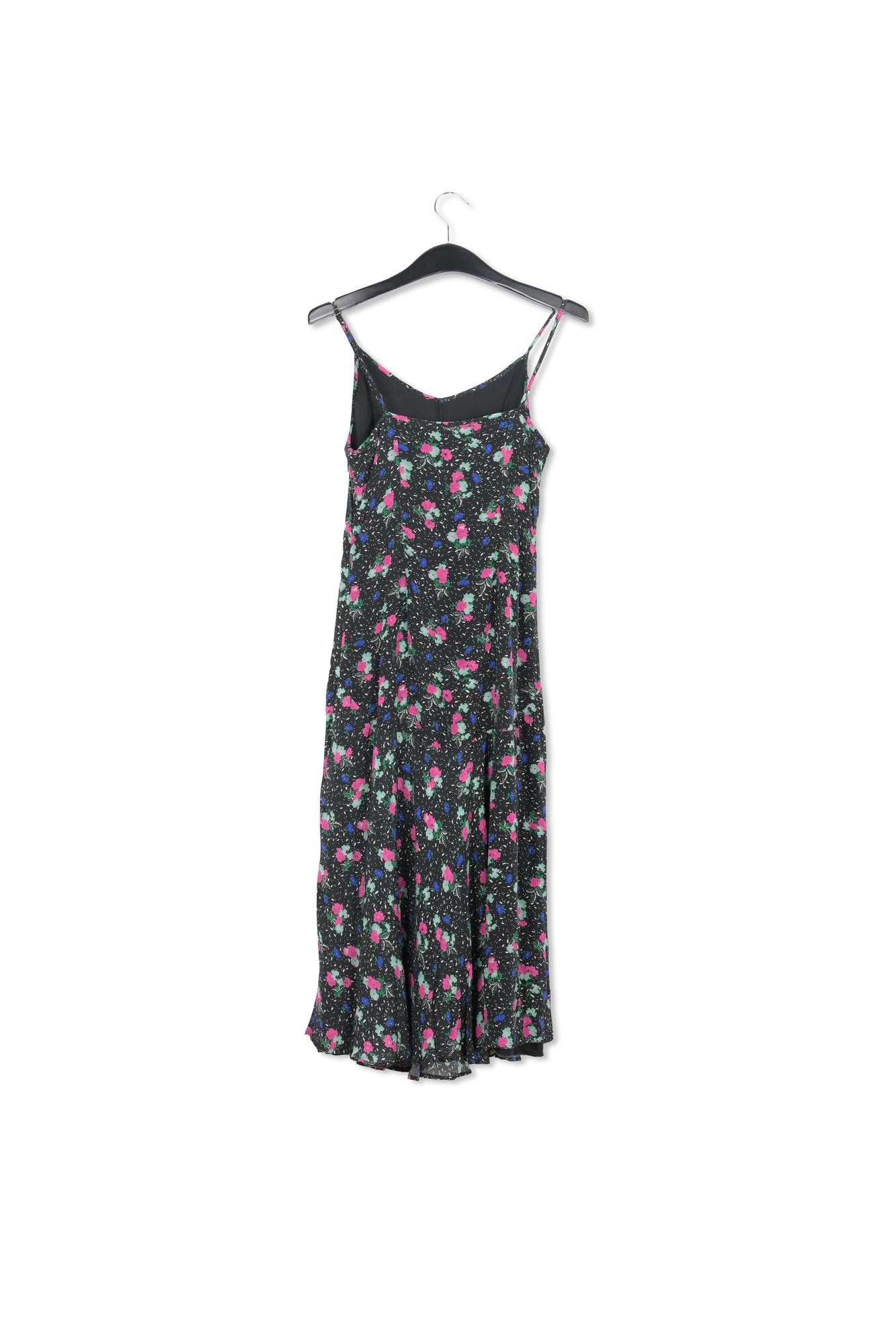 Robe midi noire à fleurs avec encolure v RE—SSENTIEL | Essentiel second hand