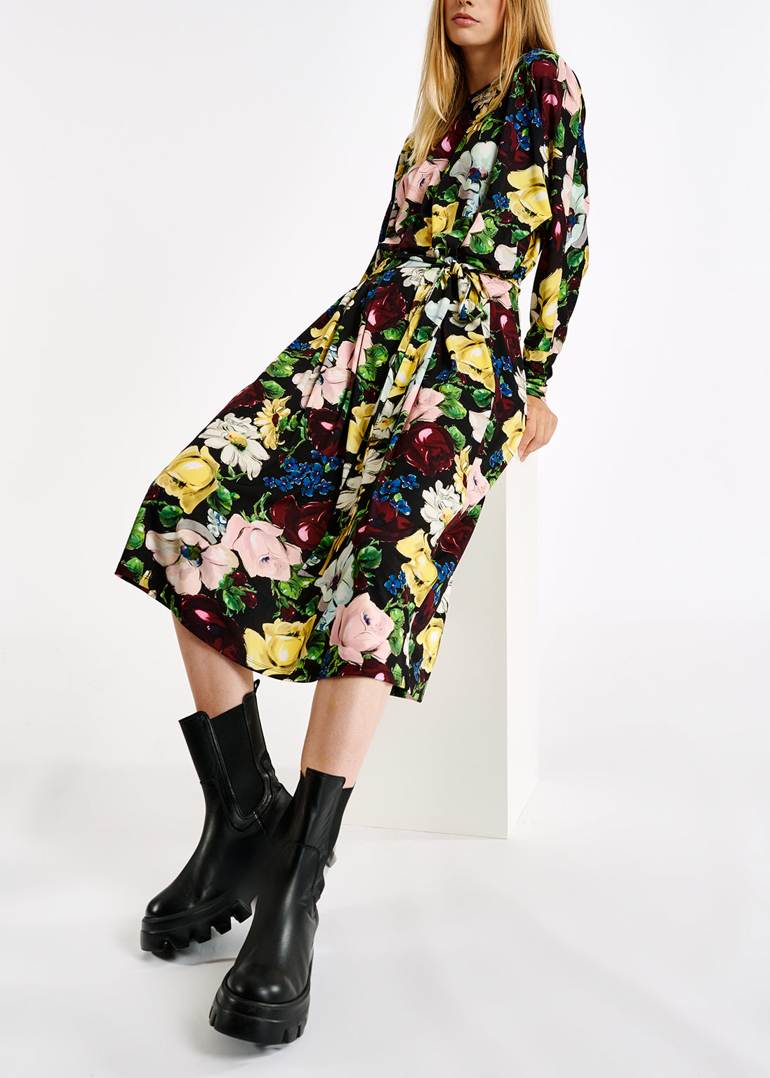 Floral print midi-length dress RE—SSENTIEL | Essentiel second hand