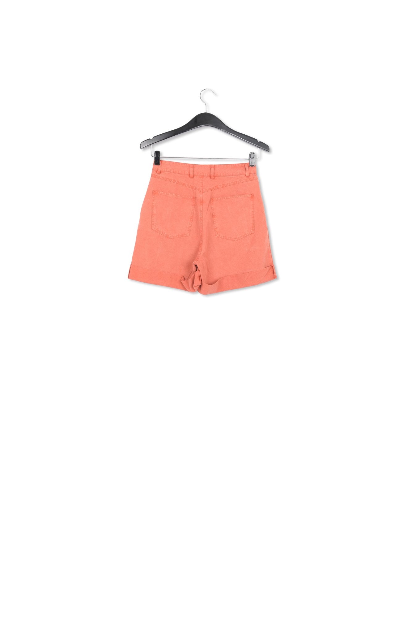 Dark orange high-rise loose-fit denim shorts RE—SSENTIEL | Essentiel second hand