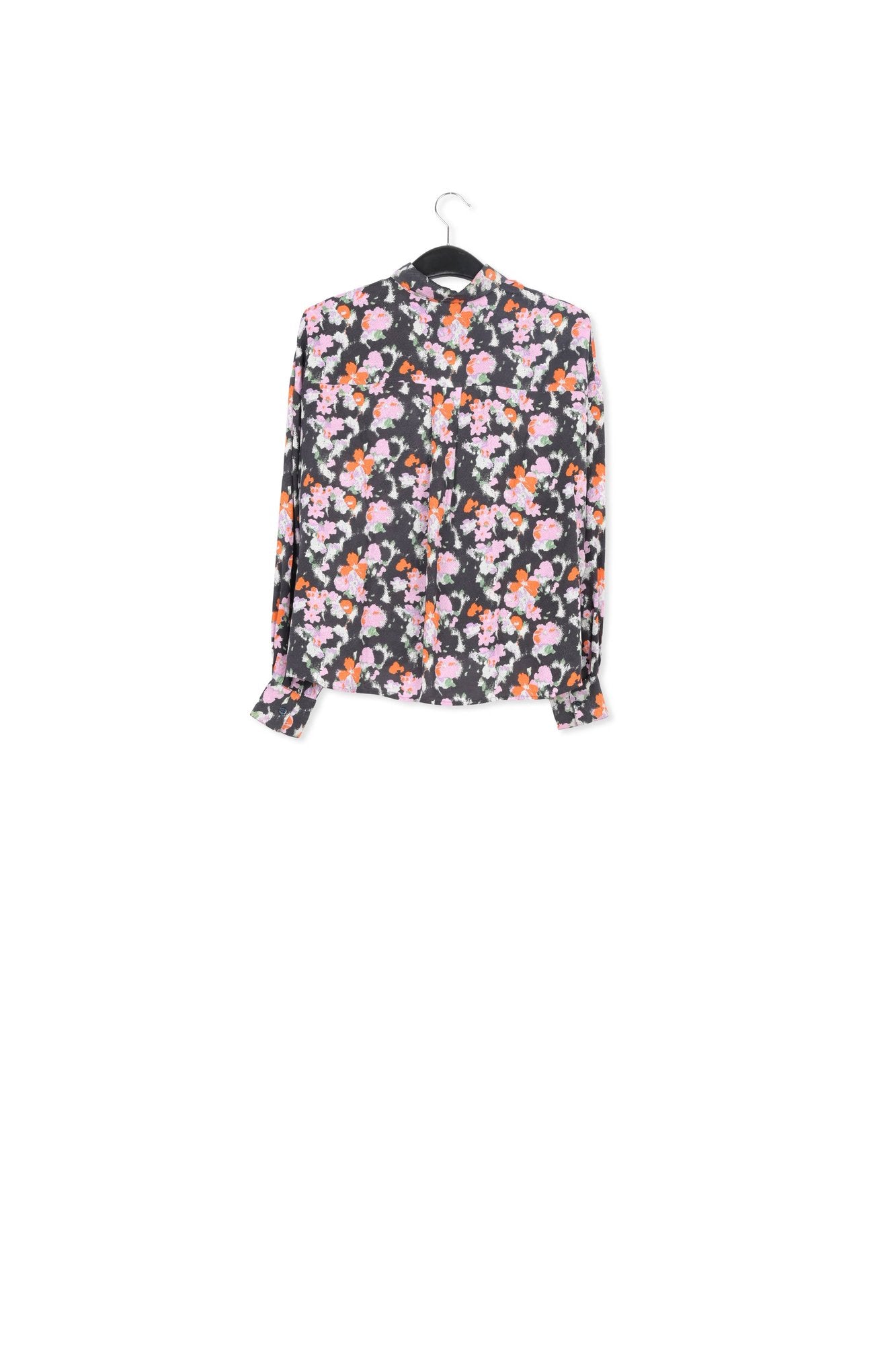 Donkerblauw bloemenhemd met wijde snit RE—SSENTIEL | Essentiel second hand