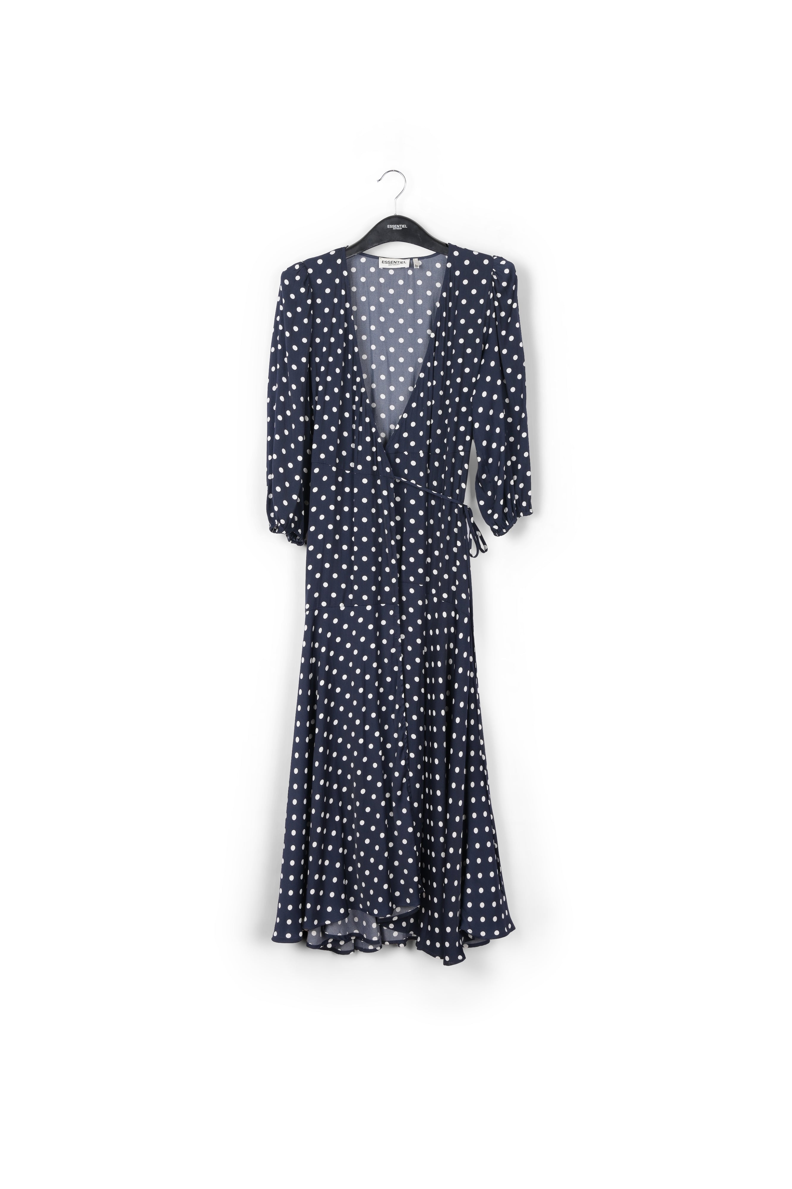 Dark blue polka dot wrap maxi dress RE—SSENTIEL | Essentiel second hand