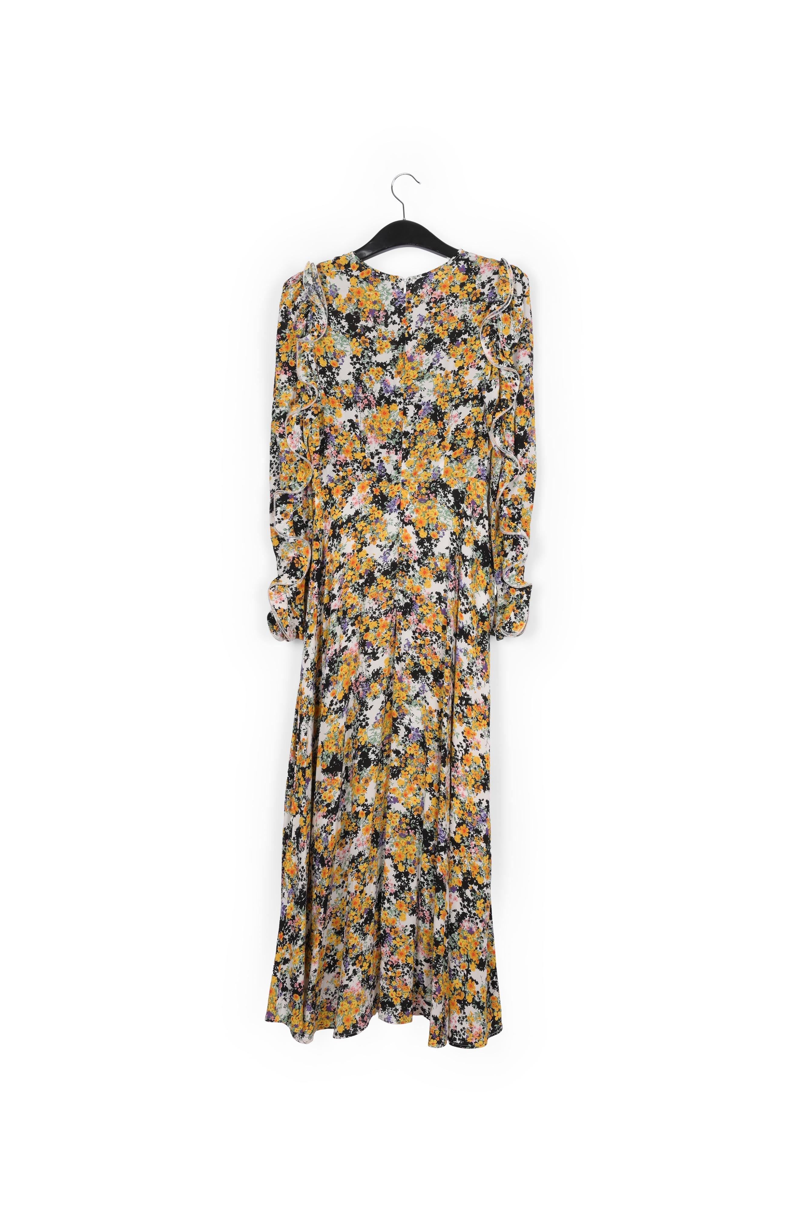 Off-white ruffled floral-print maxi dress RE—SSENTIEL | Essentiel second hand