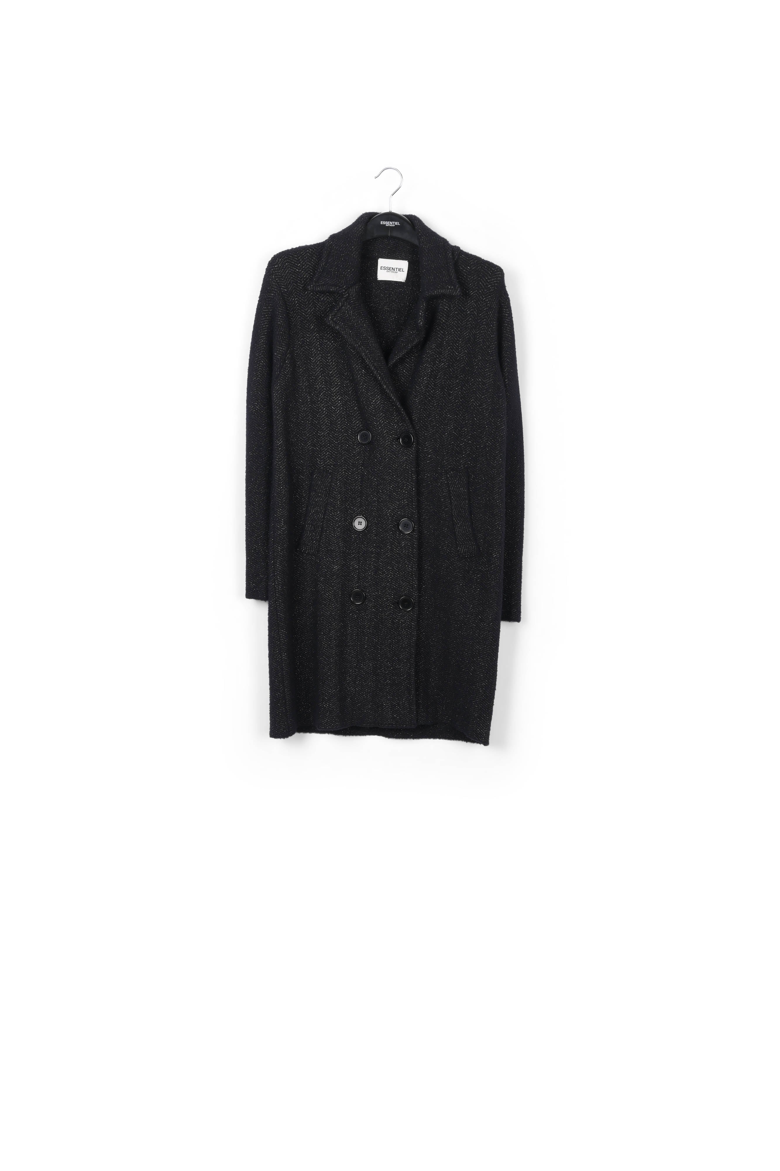 Manteau noir tricoté RE—SSENTIEL | Essentiel second hand