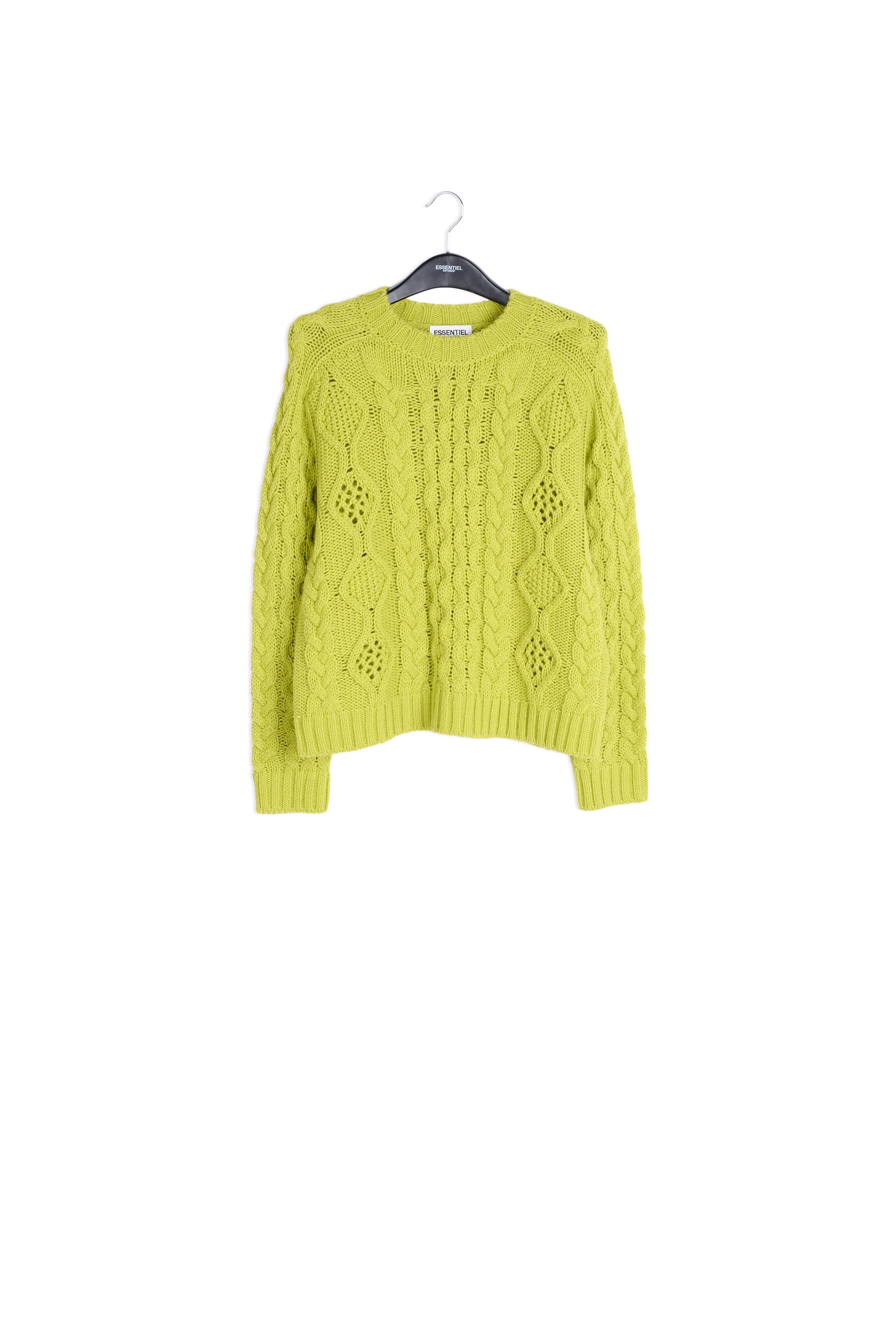 Lime green cable-knit wool-blend sweater RE—SSENTIEL | Essentiel second hand