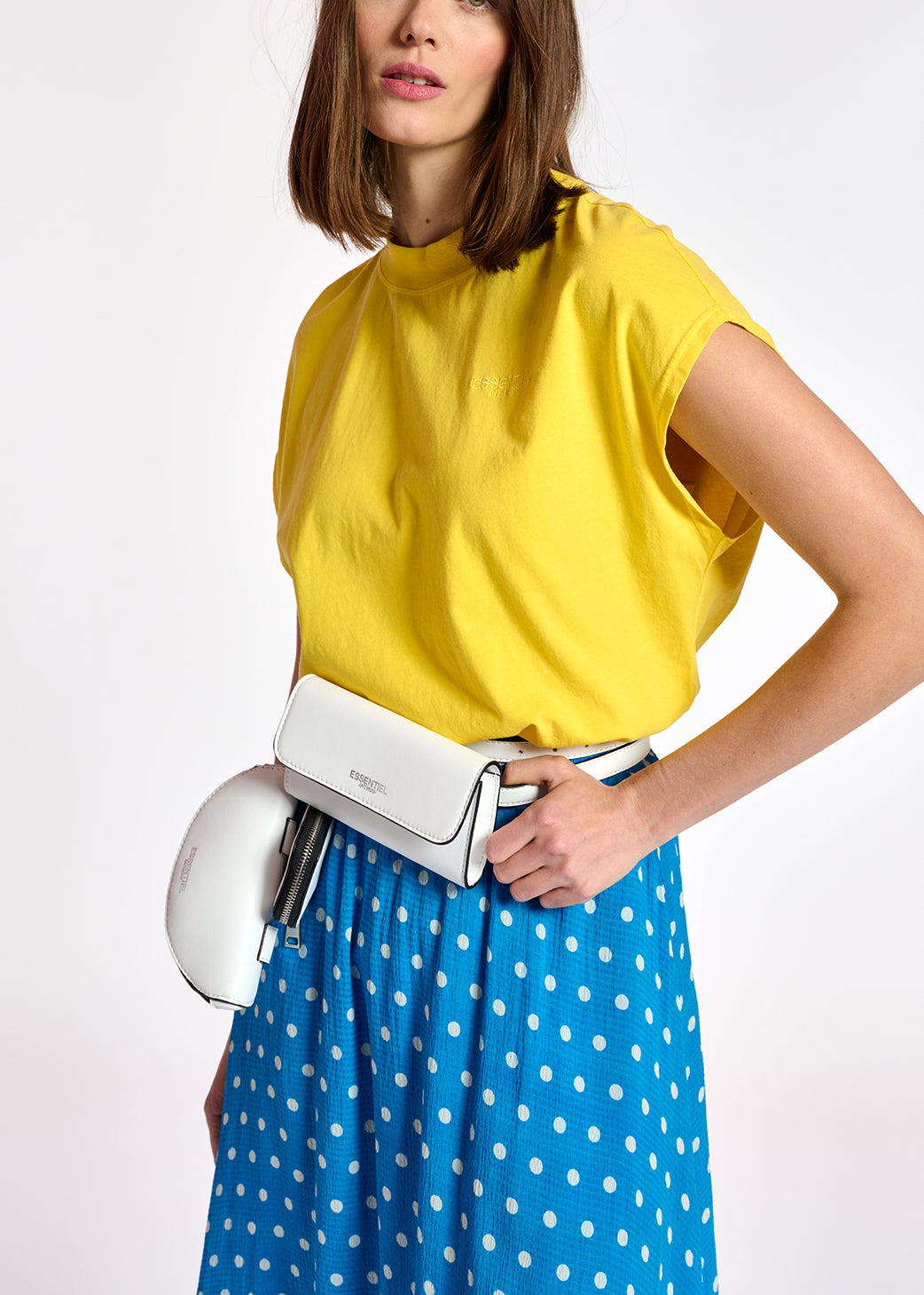 Yellow cap-sleeve organic cotton t-shirt RE—SSENTIEL | Essentiel second hand