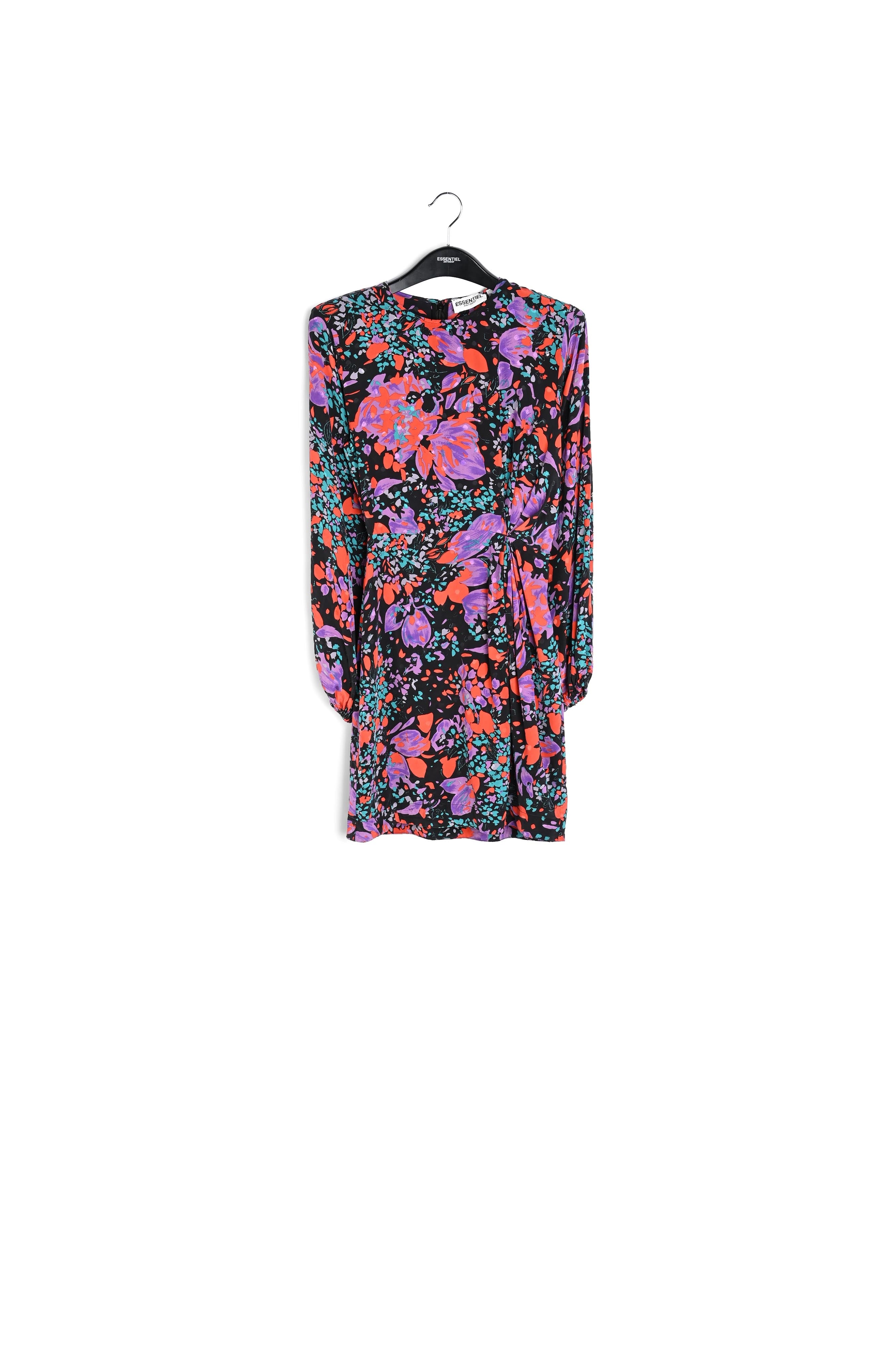 Zwarte mini-jurk van zijden jacquard RE—SSENTIEL | Essentiel second hand