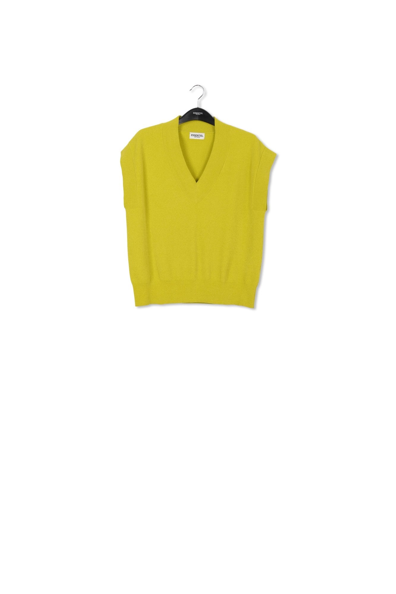 Pull en v vert citron à manches courtes RE—SSENTIEL | Essentiel second hand