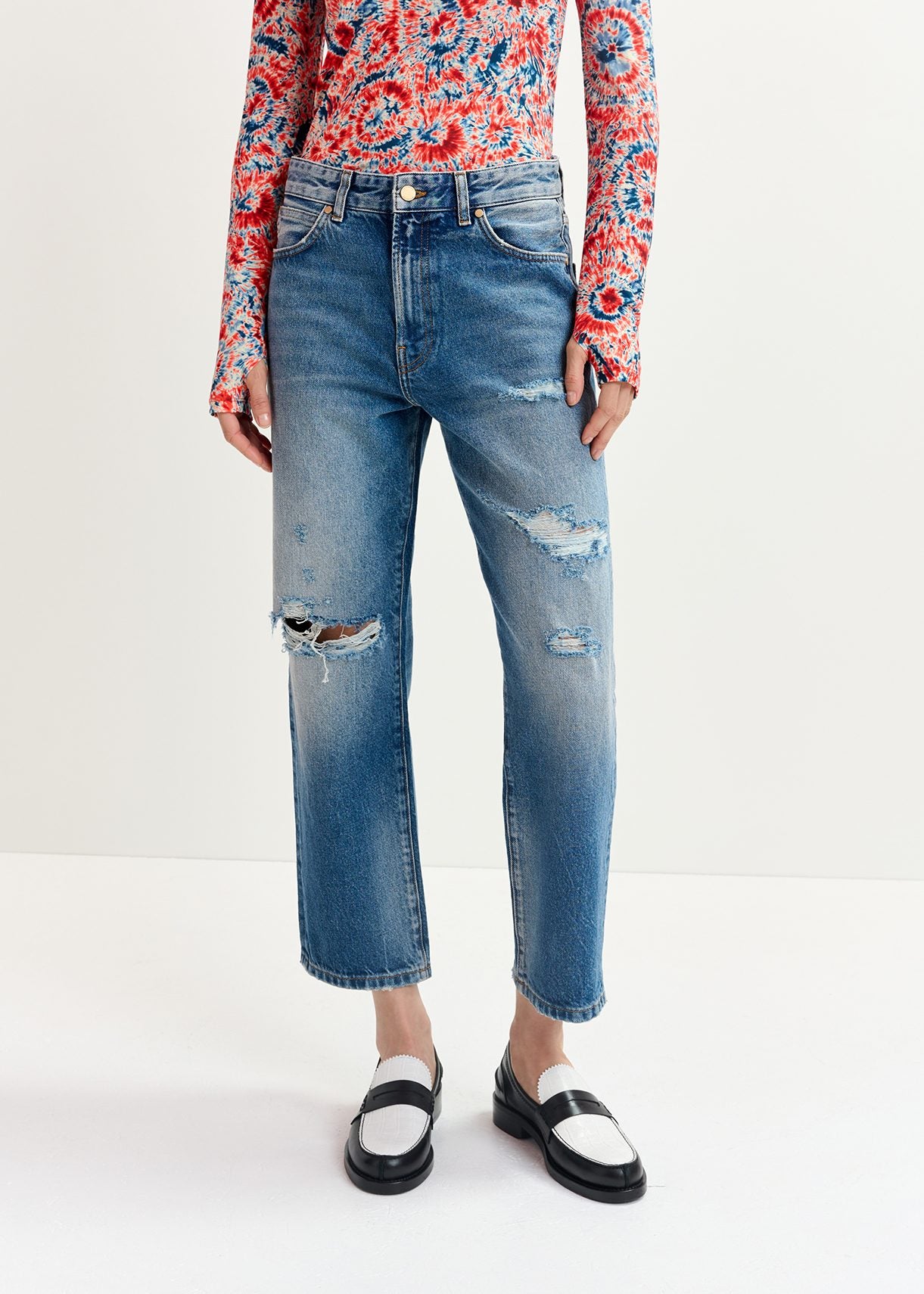 Blue distressed boyfriend jeans RE—SSENTIEL | Essentiel second hand