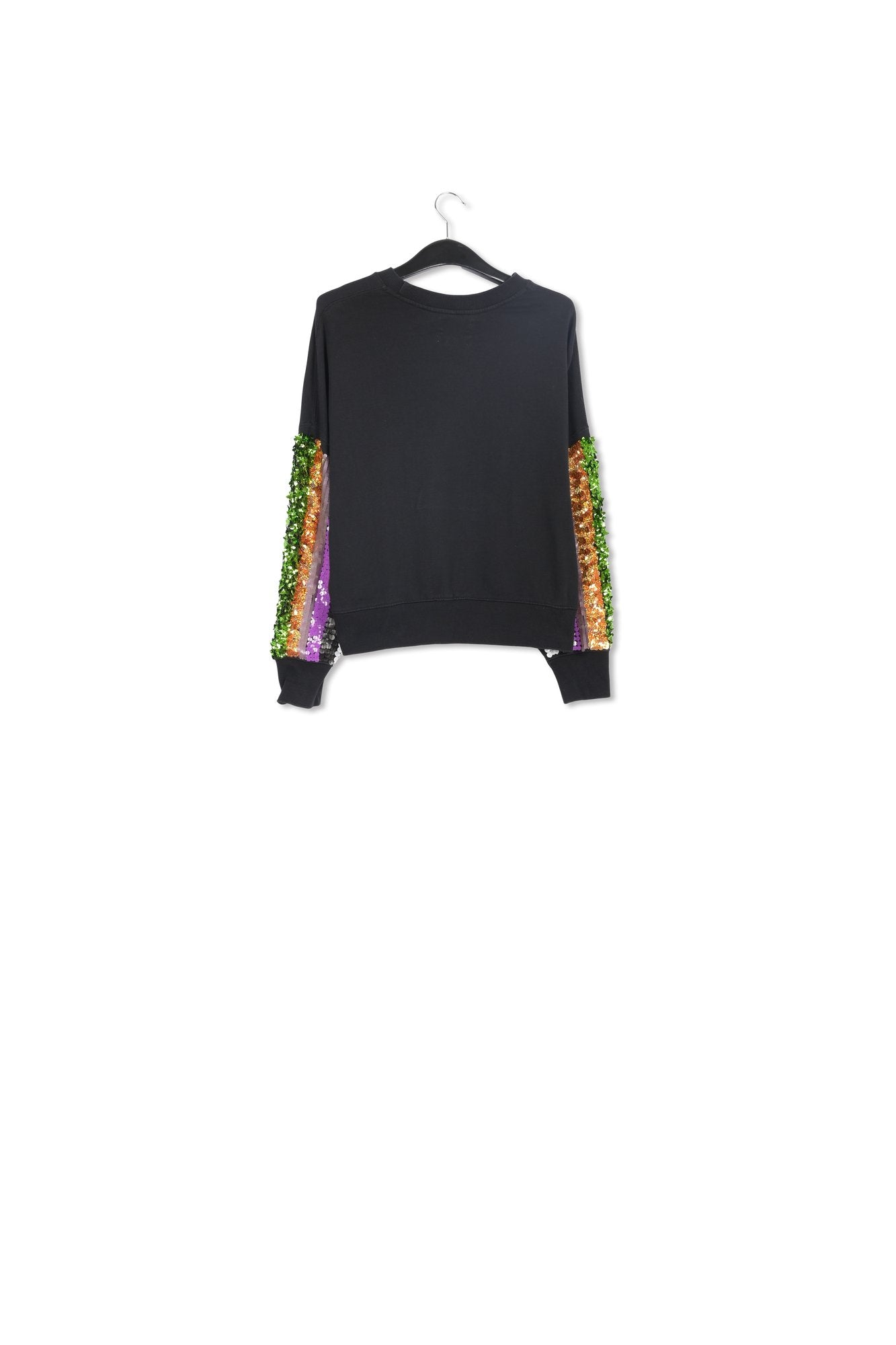 Black organic cotton sweatshirt with multicolor sequin embroideries RE—SSENTIEL | Essentiel second hand
