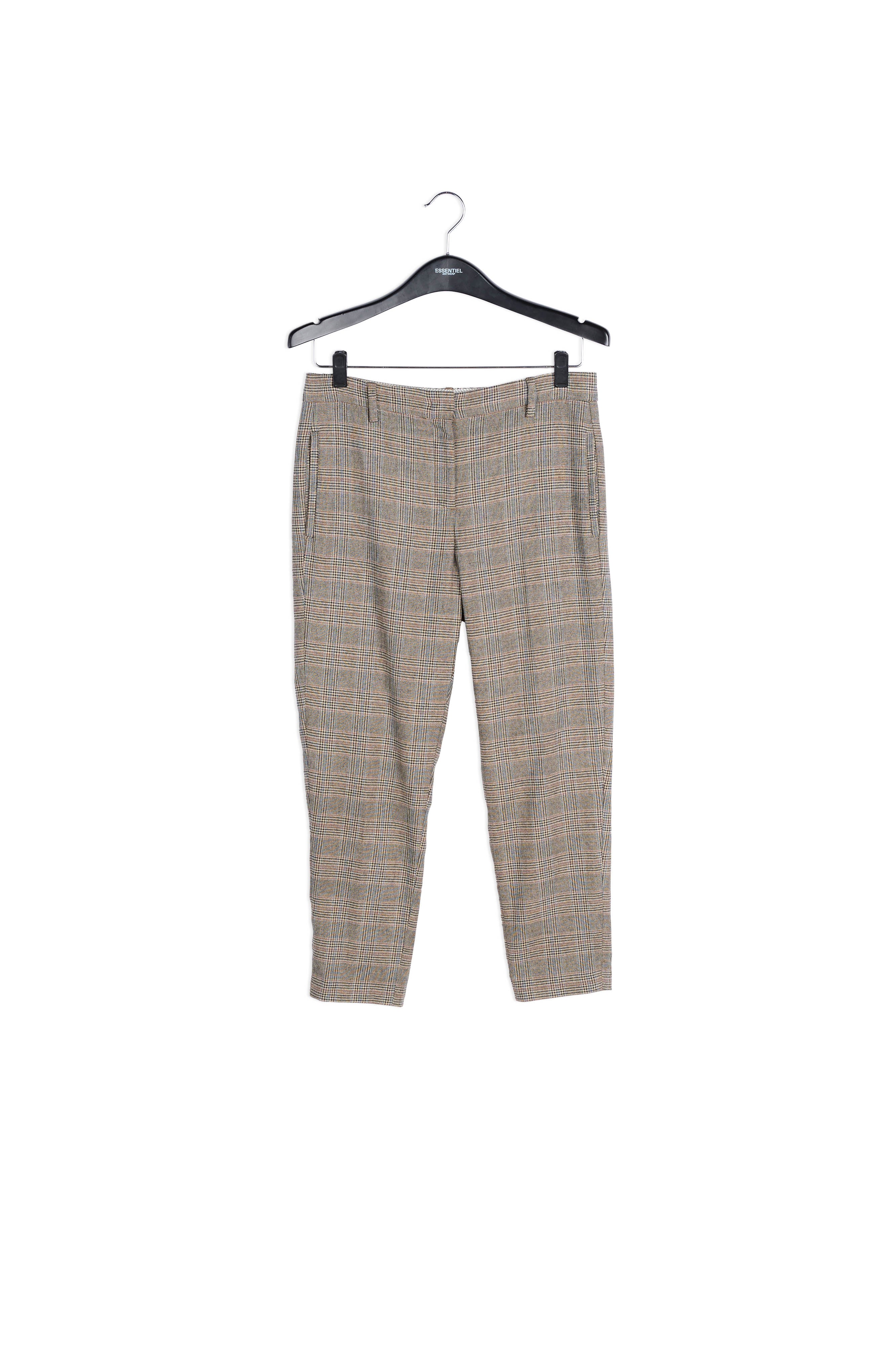 Pantalon gris clair à carreaux RE—SSENTIEL | Essentiel second hand