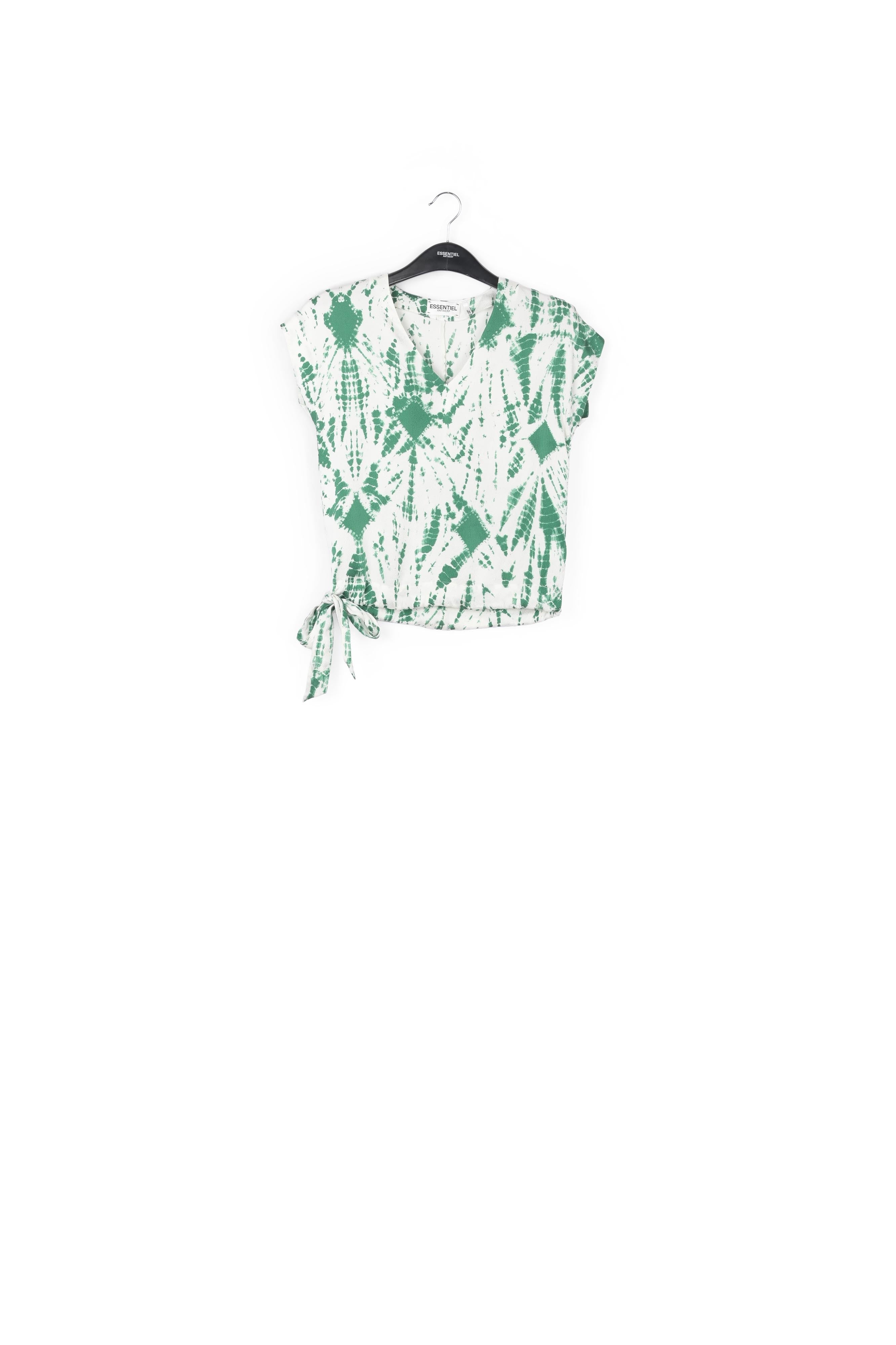 Top en soie tie-dye blanc cassé et vert RE—SSENTIEL | Essentiel second hand