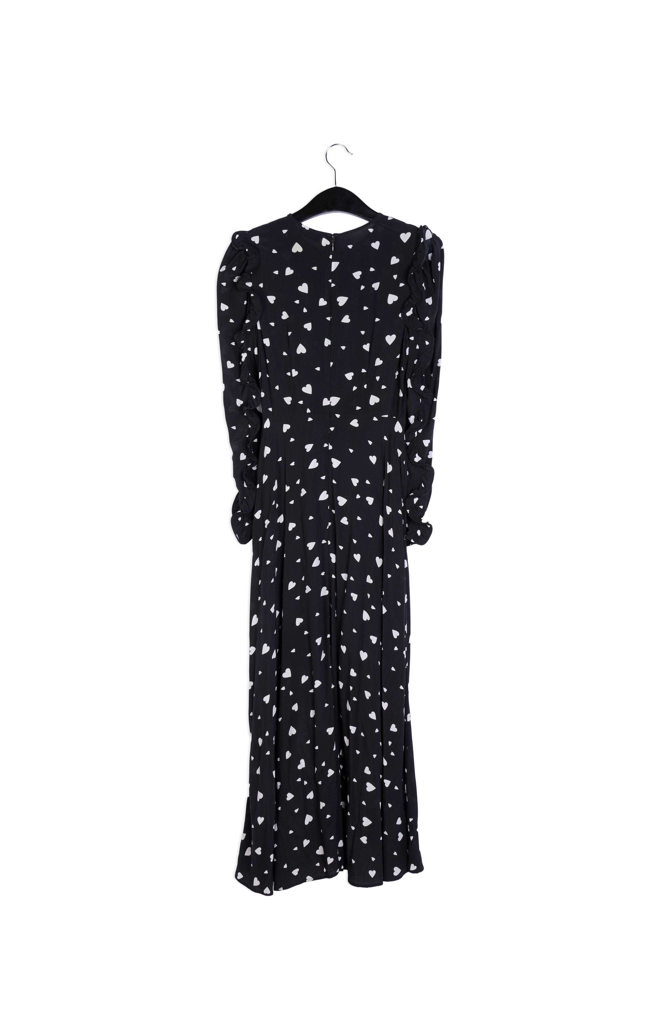 Black heart-print maxi dress with ruffle details RE—SSENTIEL | Essentiel second hand
