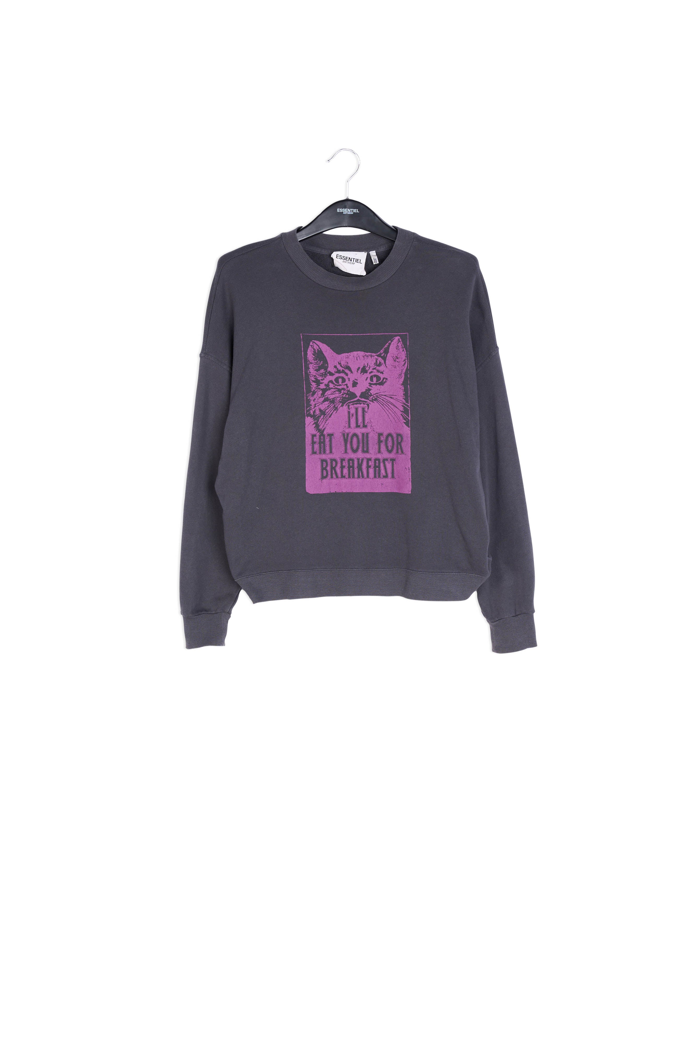 Black cotton-jersey 'Atomic cat' sweatshirt RE—SSENTIEL | Essentiel second hand