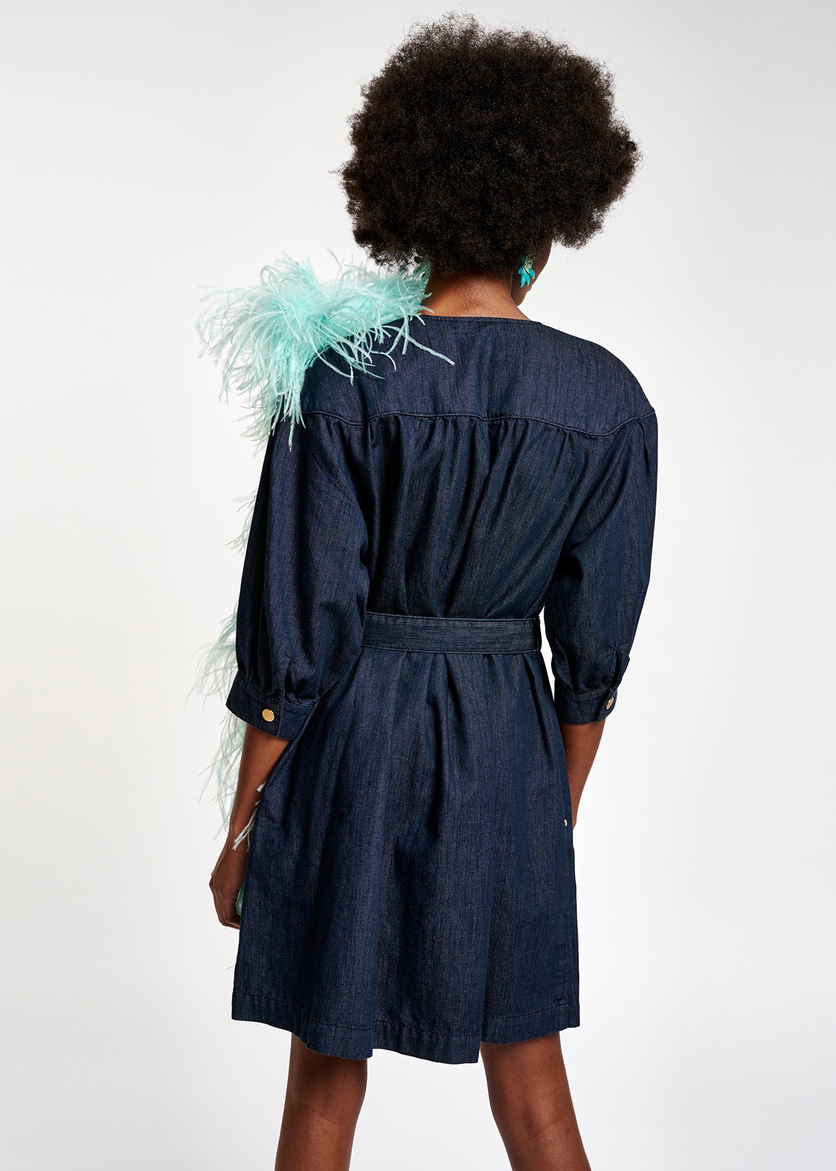 Donkerblauwe mini-jeansjurk RE—SSENTIEL | Essentiel second hand