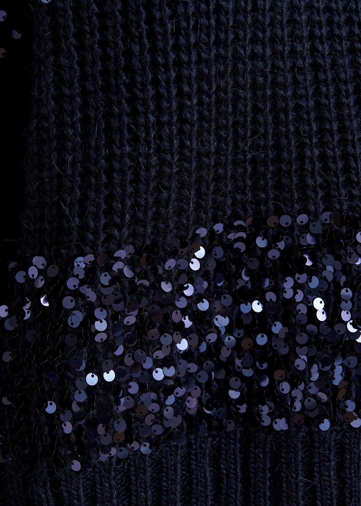 Navy blue knit sweater with sequin-embellished stripes RE—SSENTIEL | Essentiel second hand