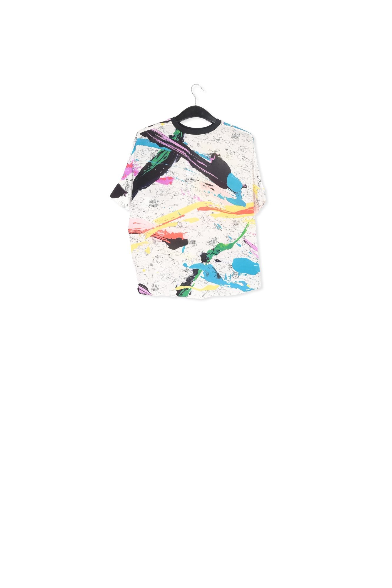Off-white boxy top with colorful splatters RE—SSENTIEL | Essentiel second hand