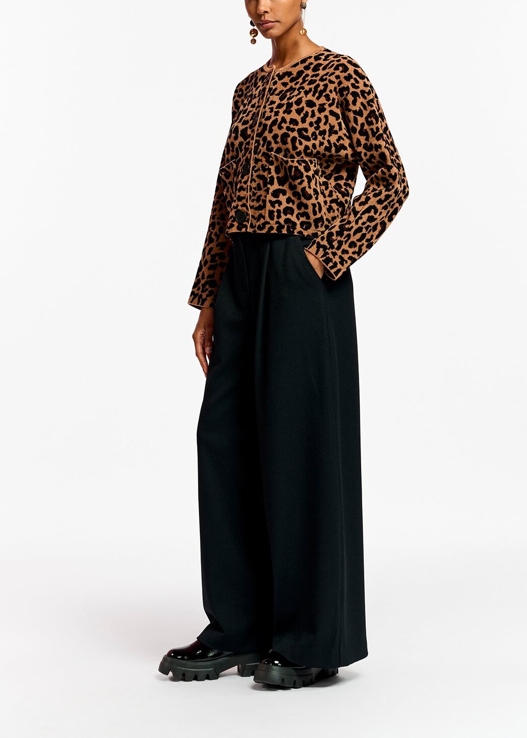 Cardigan brun à motif léopard RE—SSENTIEL | Essentiel second hand