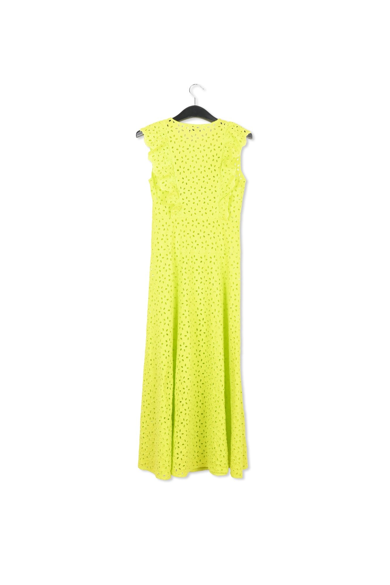 Maxi robe en coton vert citron à  broderie anglaise RE—SSENTIEL | Essentiel second hand