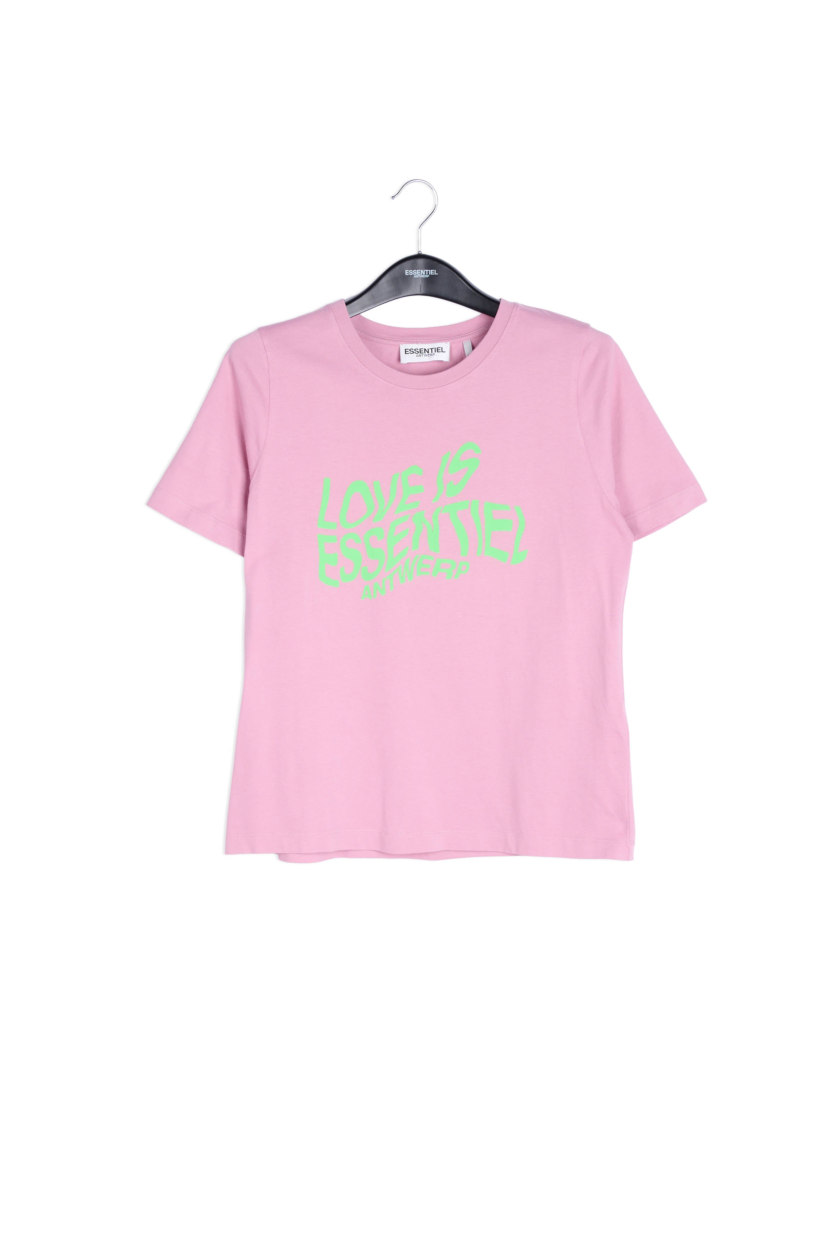 Dusty pink blurred slogan cotton-jersey t-shirt RE—SSENTIEL | Essentiel second hand