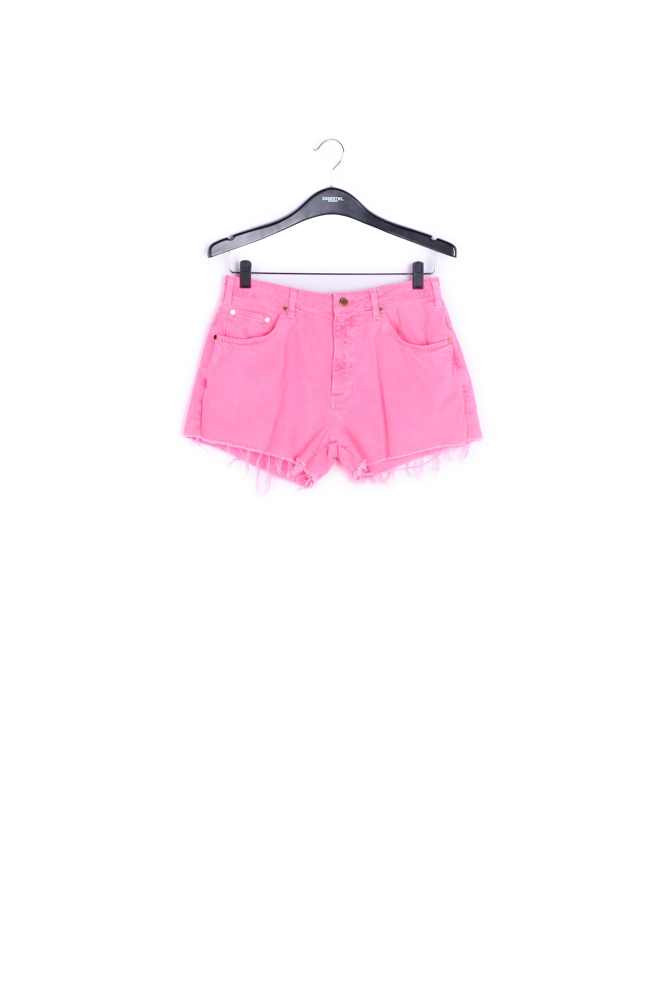 Neon pink frayed denim shorts RE—SSENTIEL | Essentiel second hand