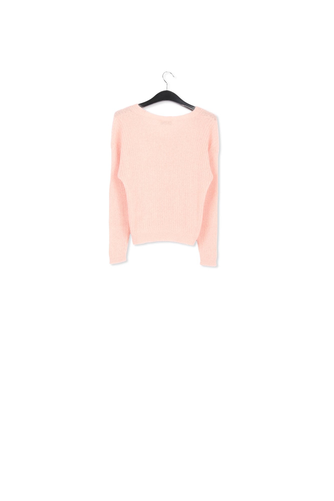Neon pink mohair-blend ribbed-knit v-neck sweater RE—SSENTIEL | Essentiel second hand