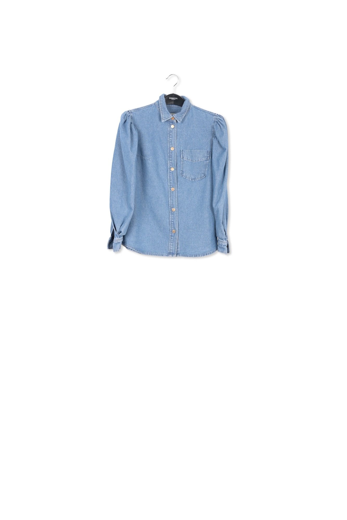 Blue denim shirt with puff sleeves RE—SSENTIEL | Essentiel second hand