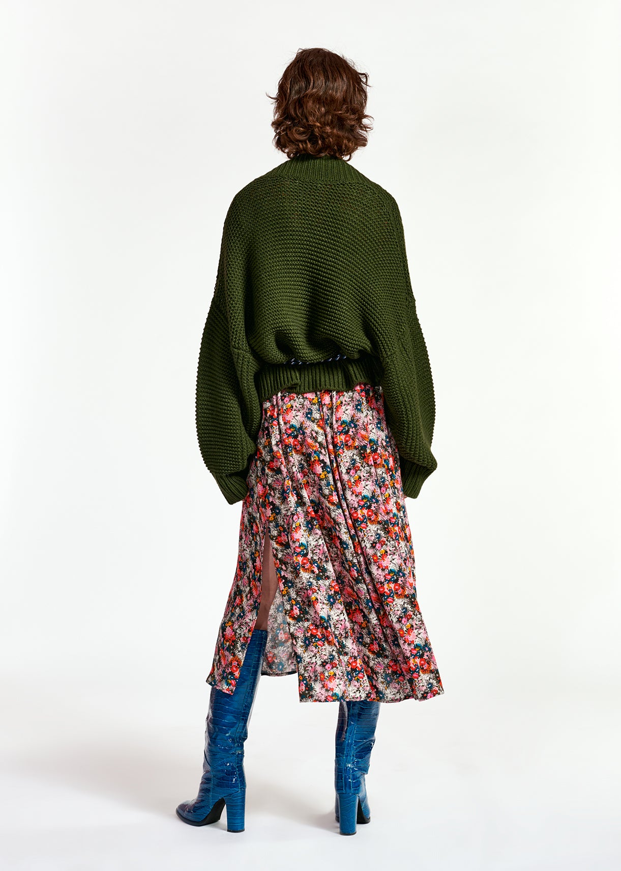 Cardigan en tricot vert pin aux manches volumineuses RE—SSENTIEL | Essentiel second hand