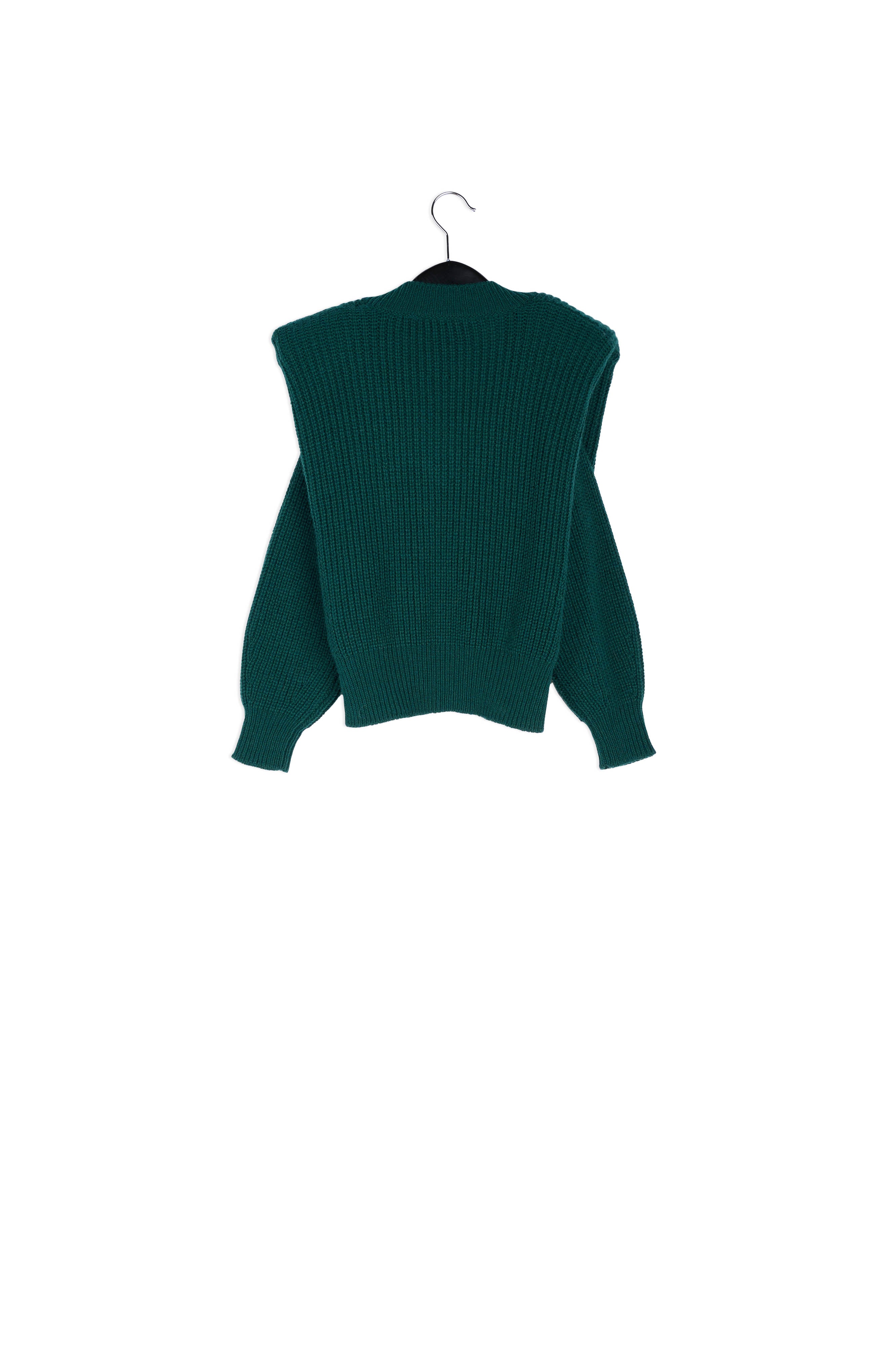 Dark green sweater with padded shoulders RE—SSENTIEL | Essentiel second hand