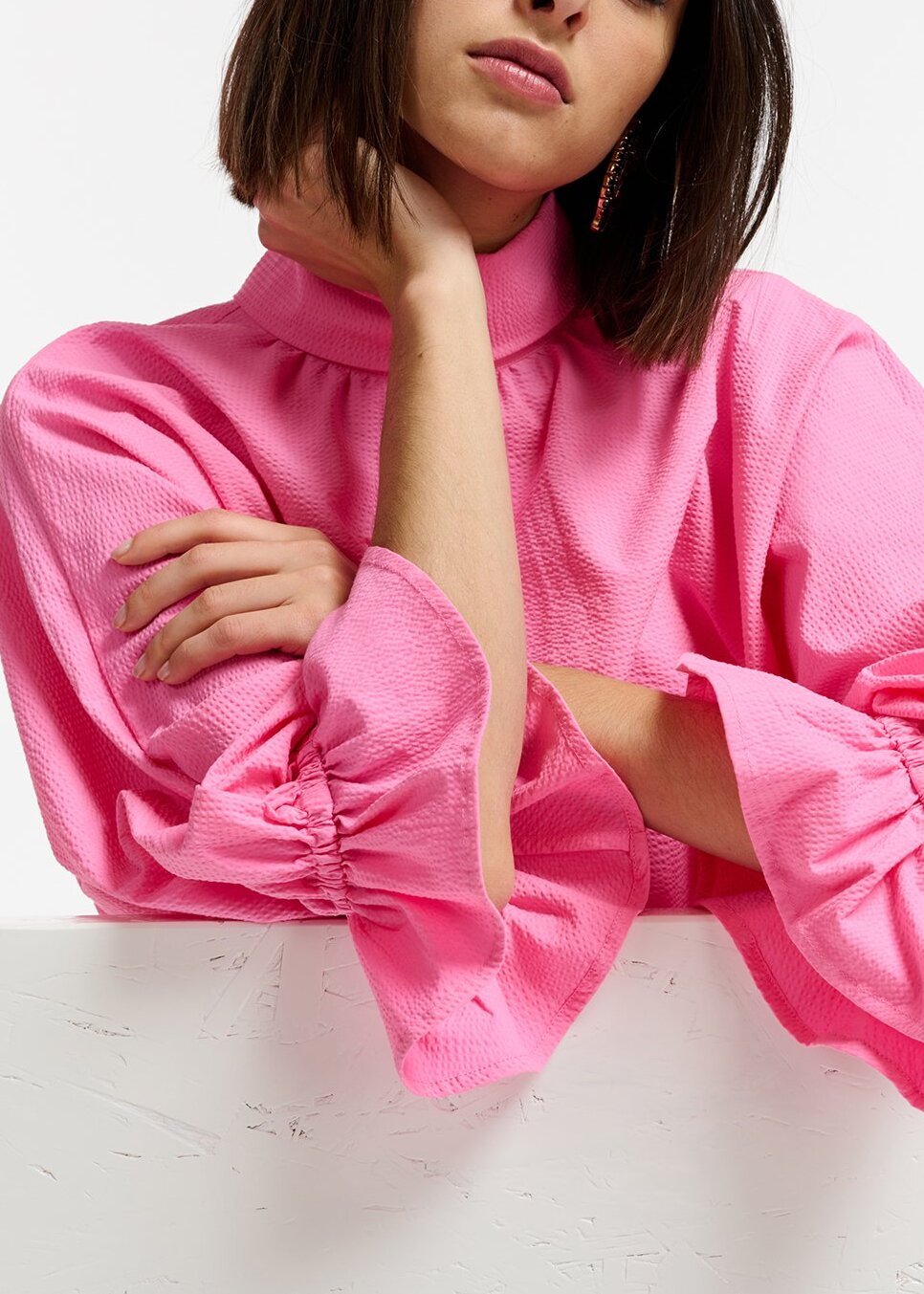 Pink mini dress with stand-up collar RE—SSENTIEL | Essentiel second hand