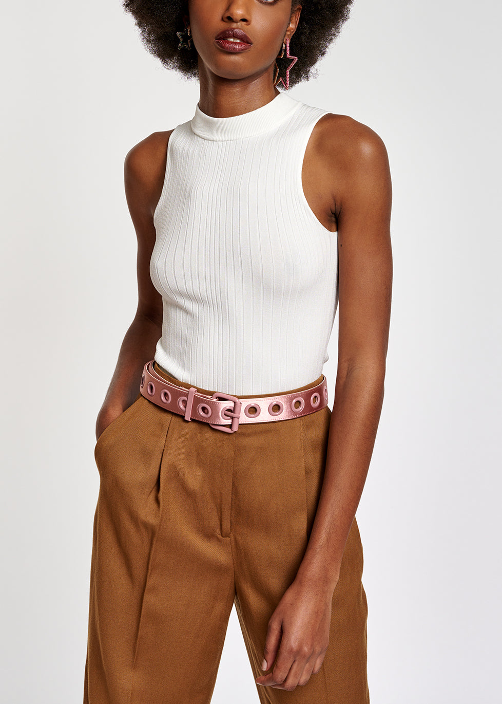 Off-white ribbed-knit top RE—SSENTIEL | Essentiel second hand