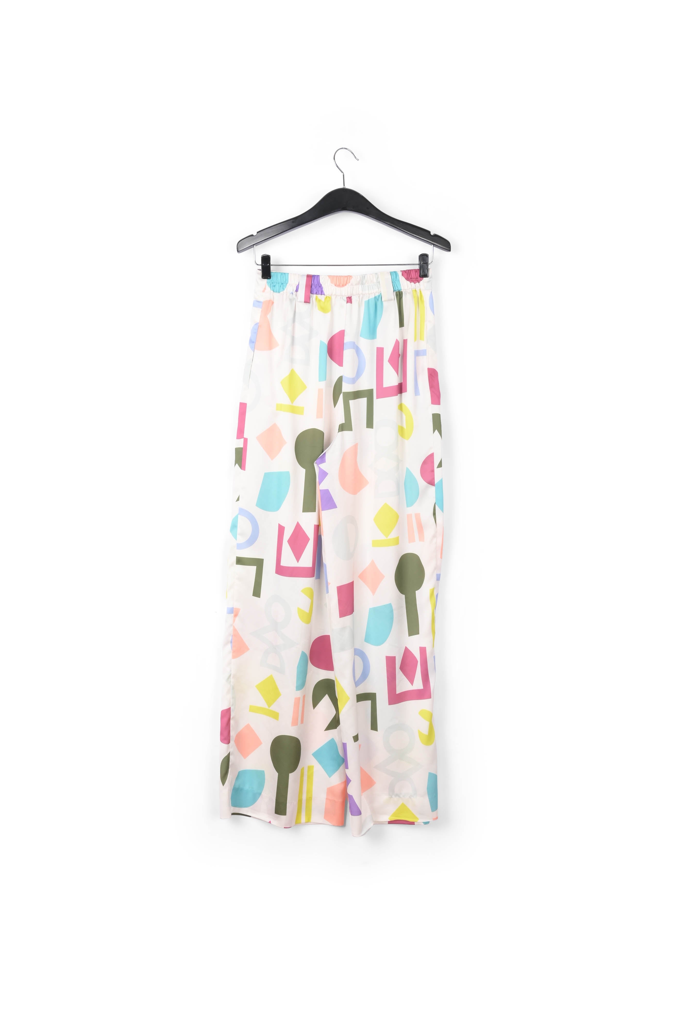White abstract-printed wide-leg pants RE—SSENTIEL | Essentiel second hand