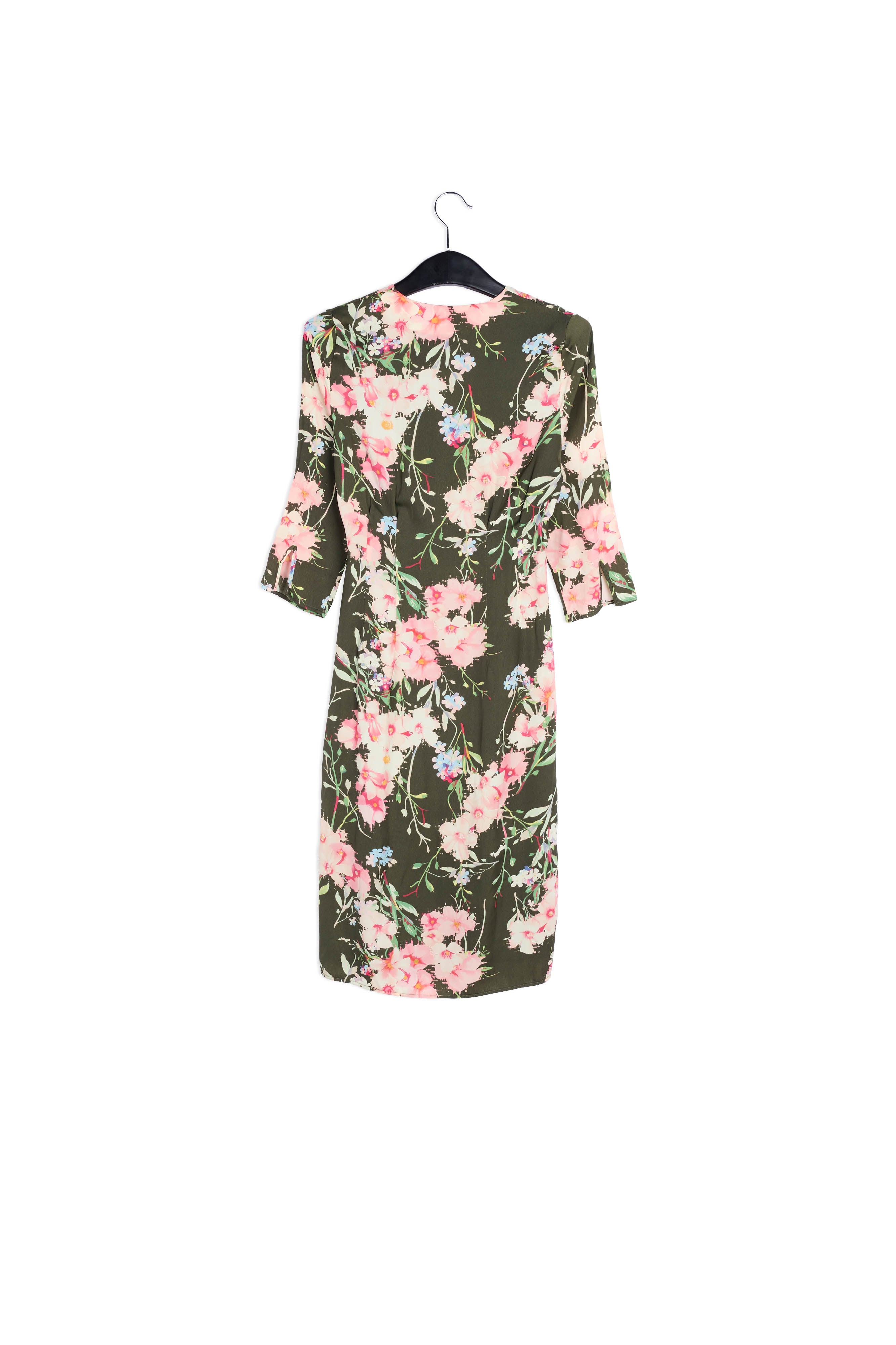 Robe cache-cœur kaki à fleurs RE—SSENTIEL | Essentiel second hand