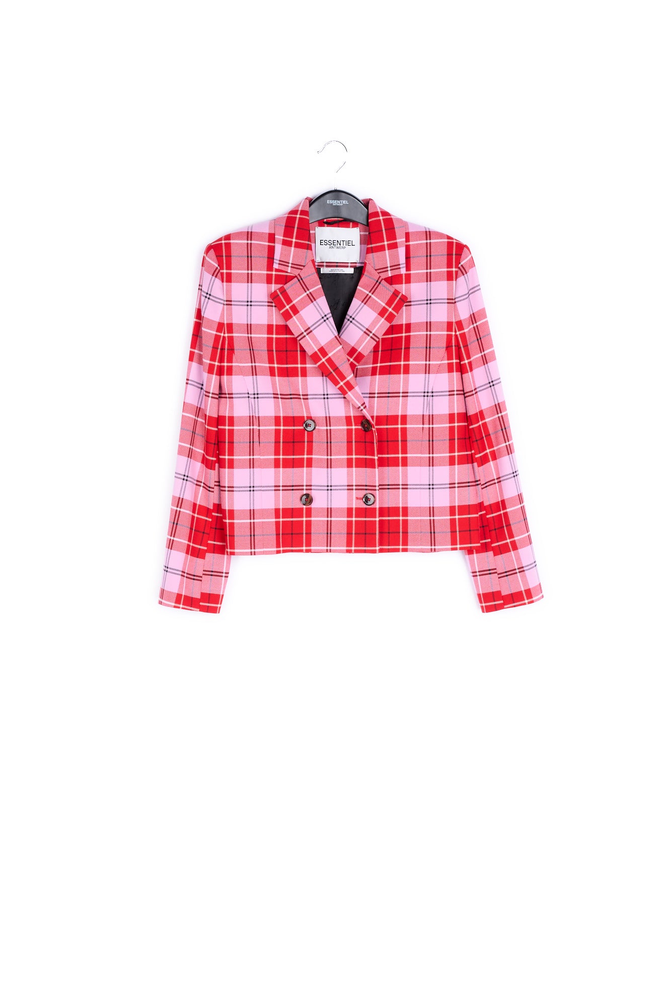 Red check cropped-fit blazer RE—SSENTIEL | Essentiel second hand