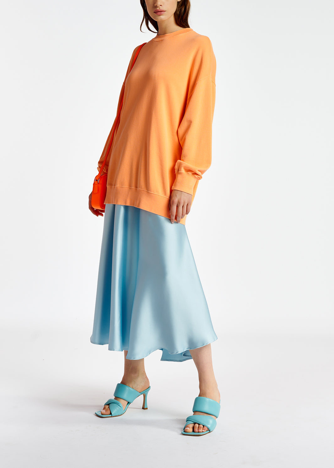 Light blue midi-length skirt with floral print RE—SSENTIEL | Essentiel second hand