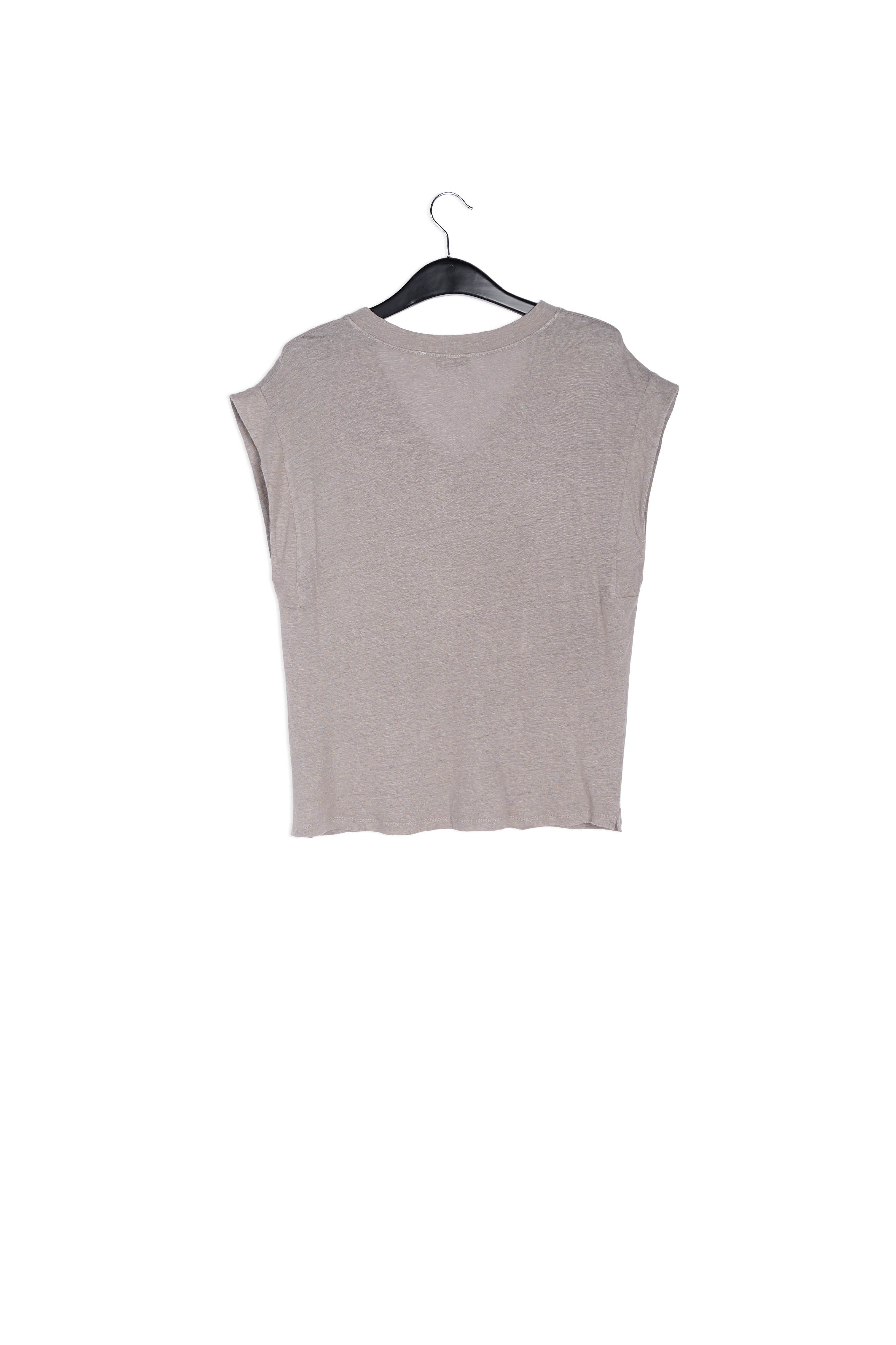 Grey linen v-neck t-shirt RE—SSENTIEL | Essentiel second hand