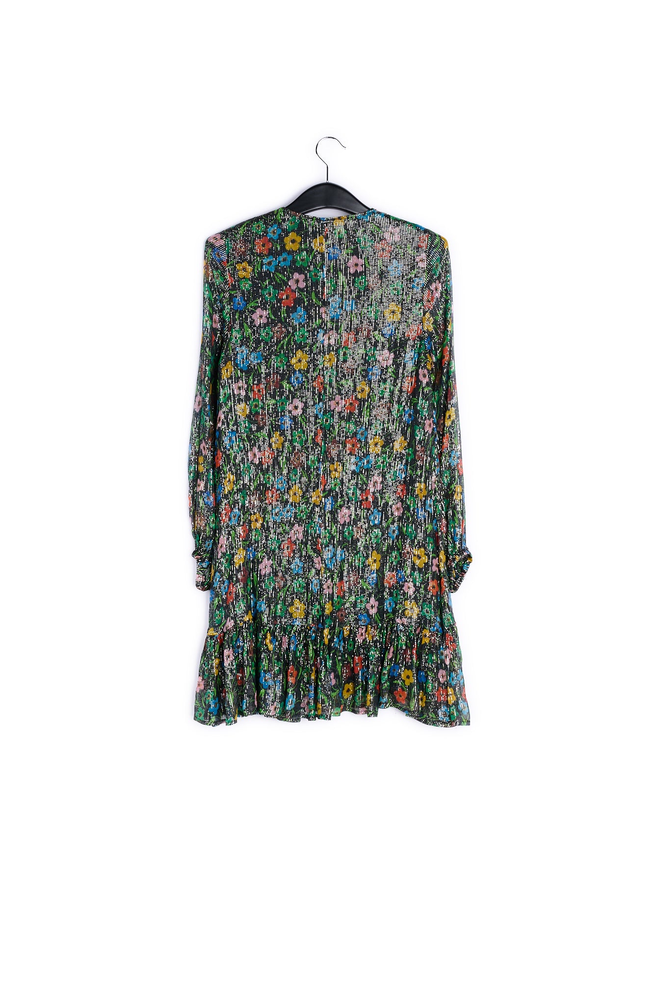 Black floral print dress with flared hem RE—SSENTIEL | Essentiel second hand