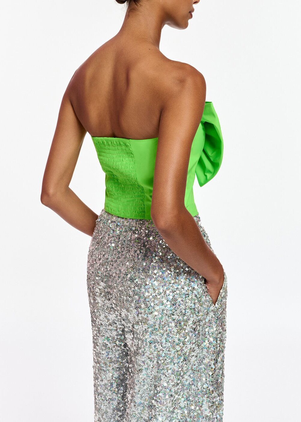 Silver sequin-embellished wide-leg pants RE—SSENTIEL | Essentiel second hand